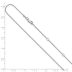 14K White Gold .65mm D/C Spiga 1in+1in Adjustable Chain