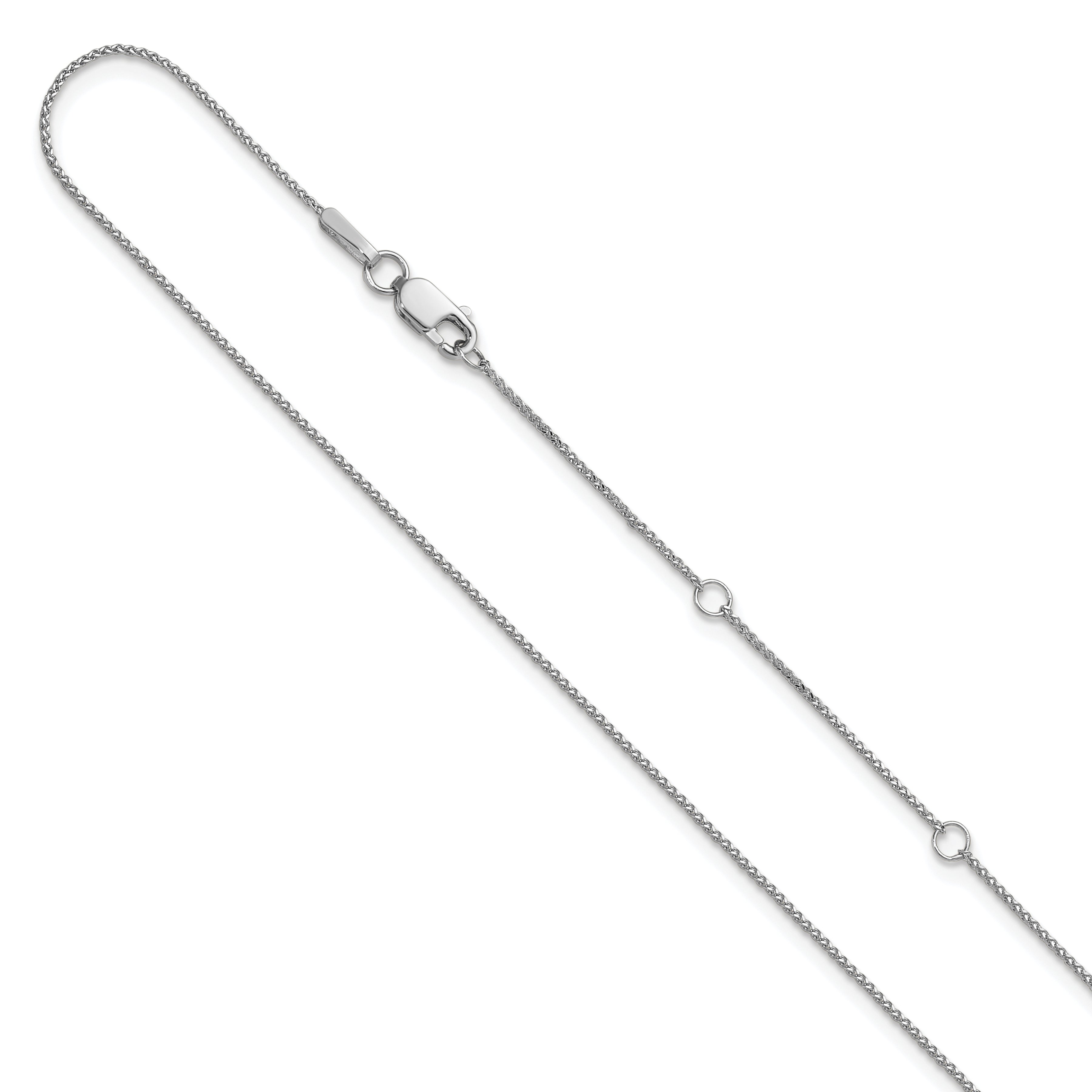 14K White Gold .65mm D/C Spiga 1in+1in Adjustable Chain Main image