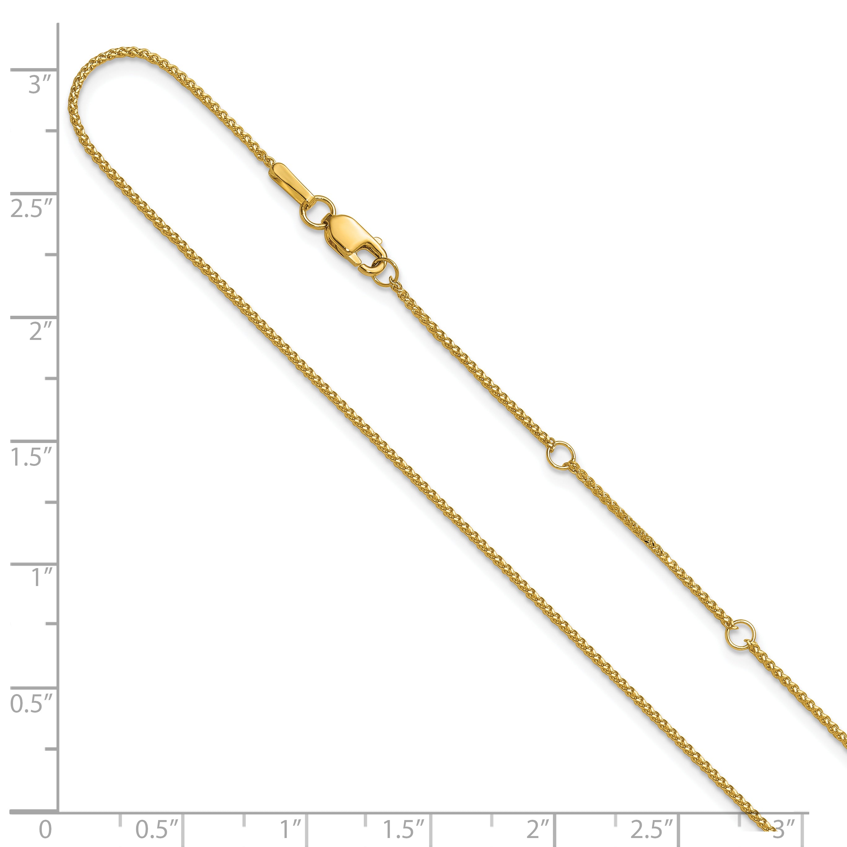 14K 1mm D/C Spiga 1in+1in Adjustable Chain