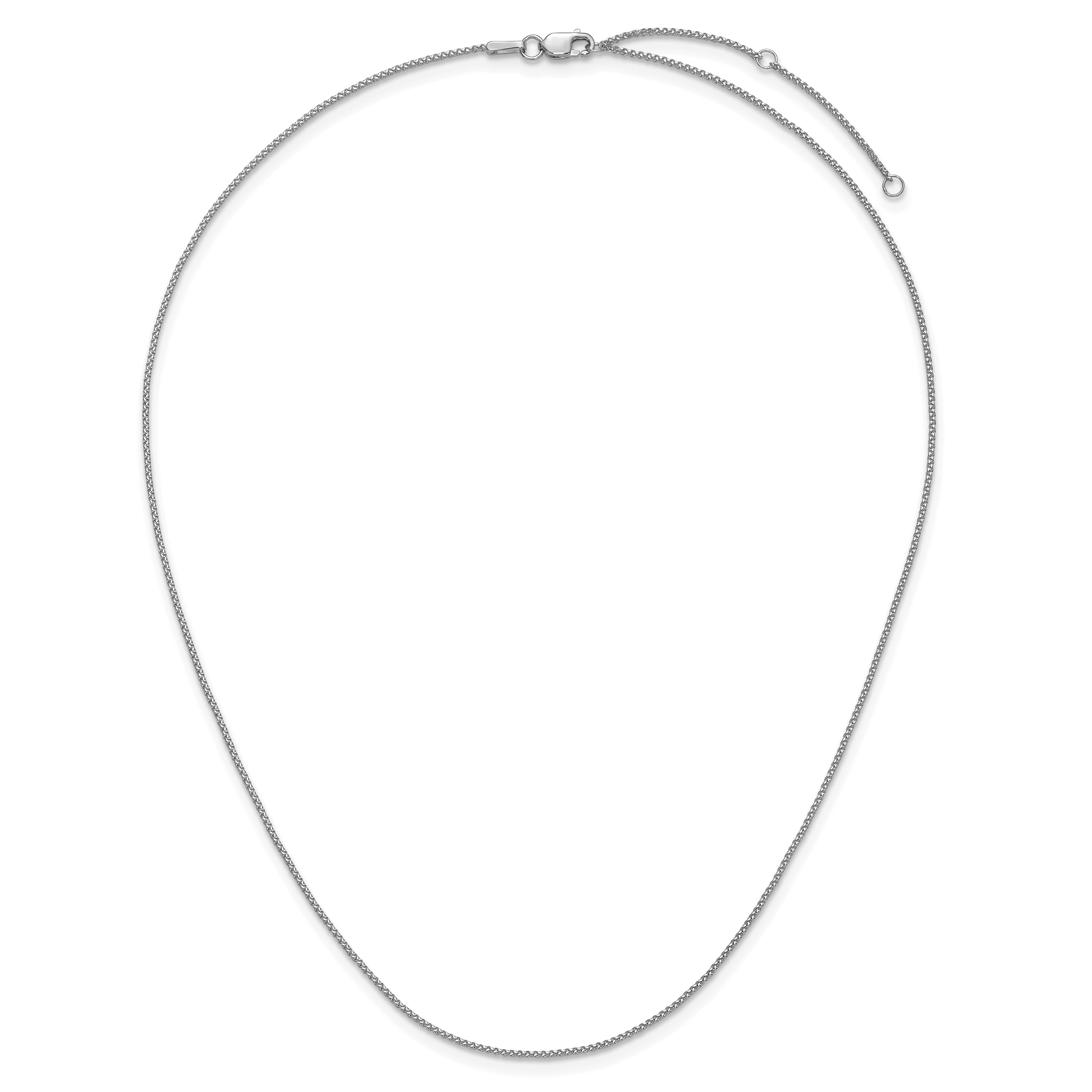14K White Gold 1mm D/C Spiga 1in+1in Adjustable Chain