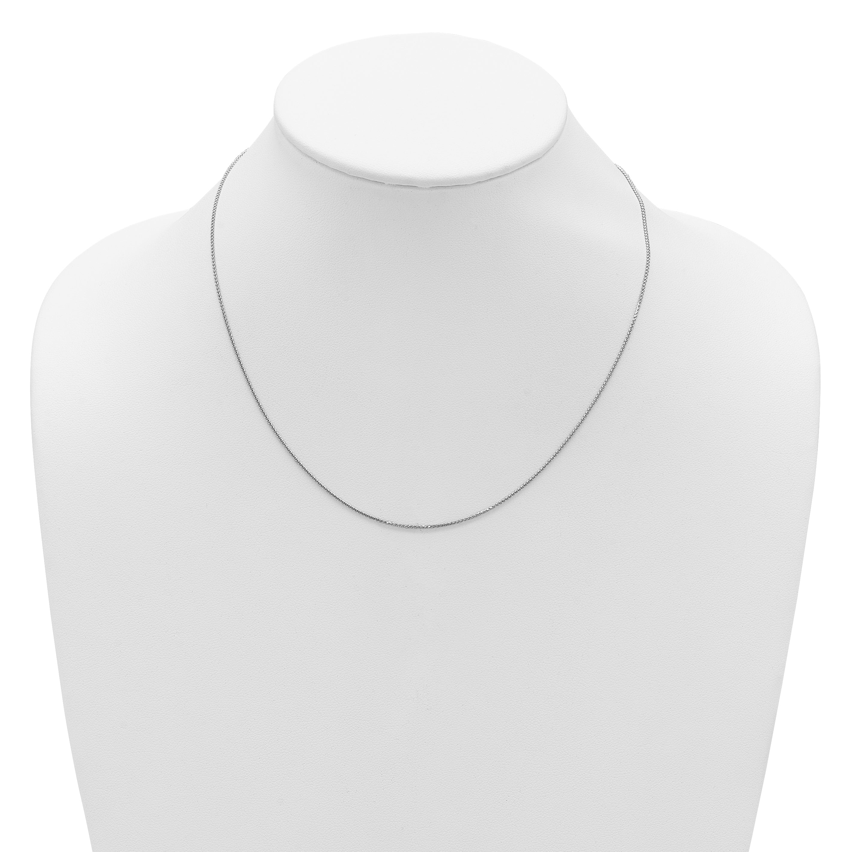 14K White Gold 1mm D/C Spiga 1in+1in Adjustable Chain