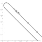 14K White Gold 1mm D/C Spiga 1in+1in Adjustable Chain