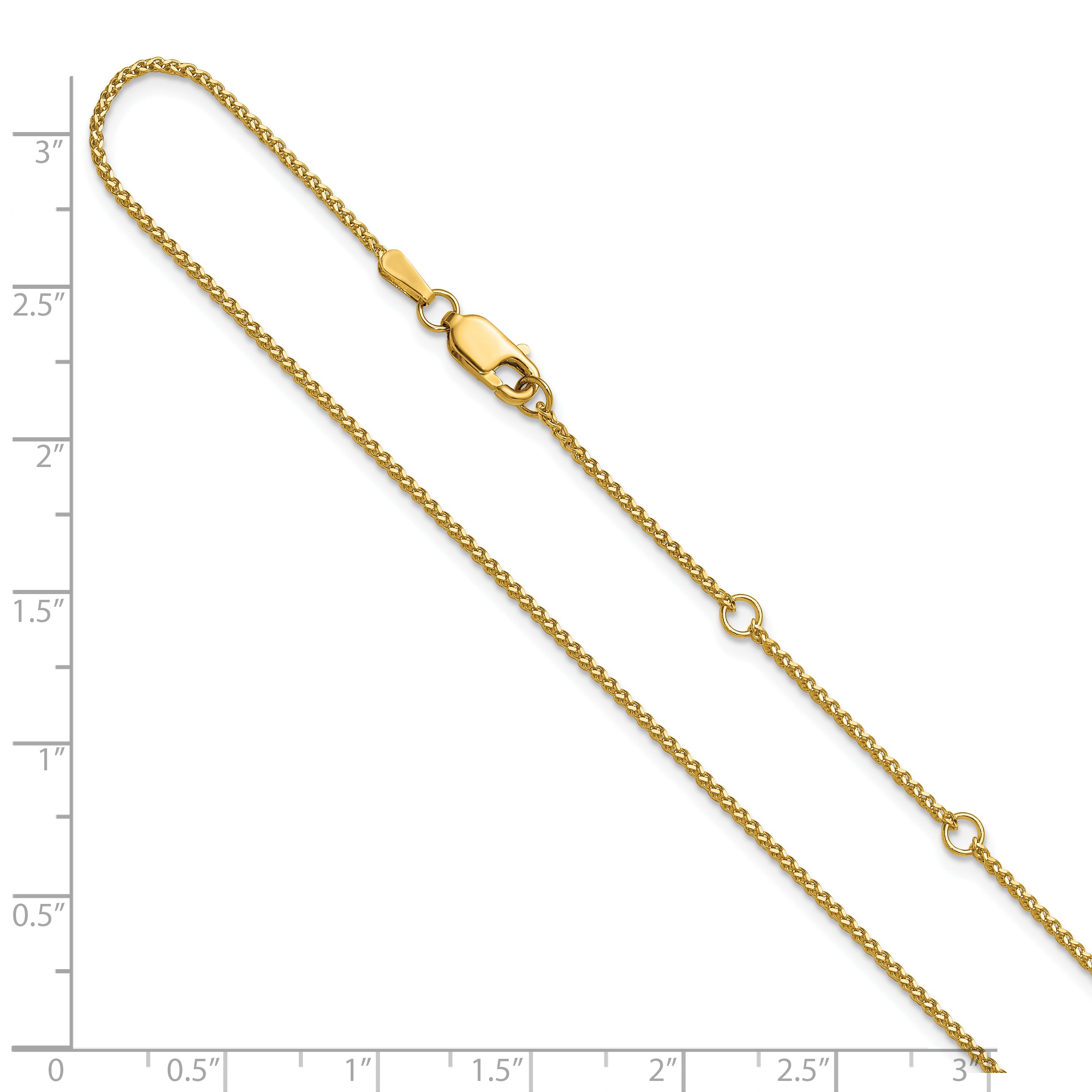 14K 1.2mm D/C Spiga 1in+1in Adjustable Chain