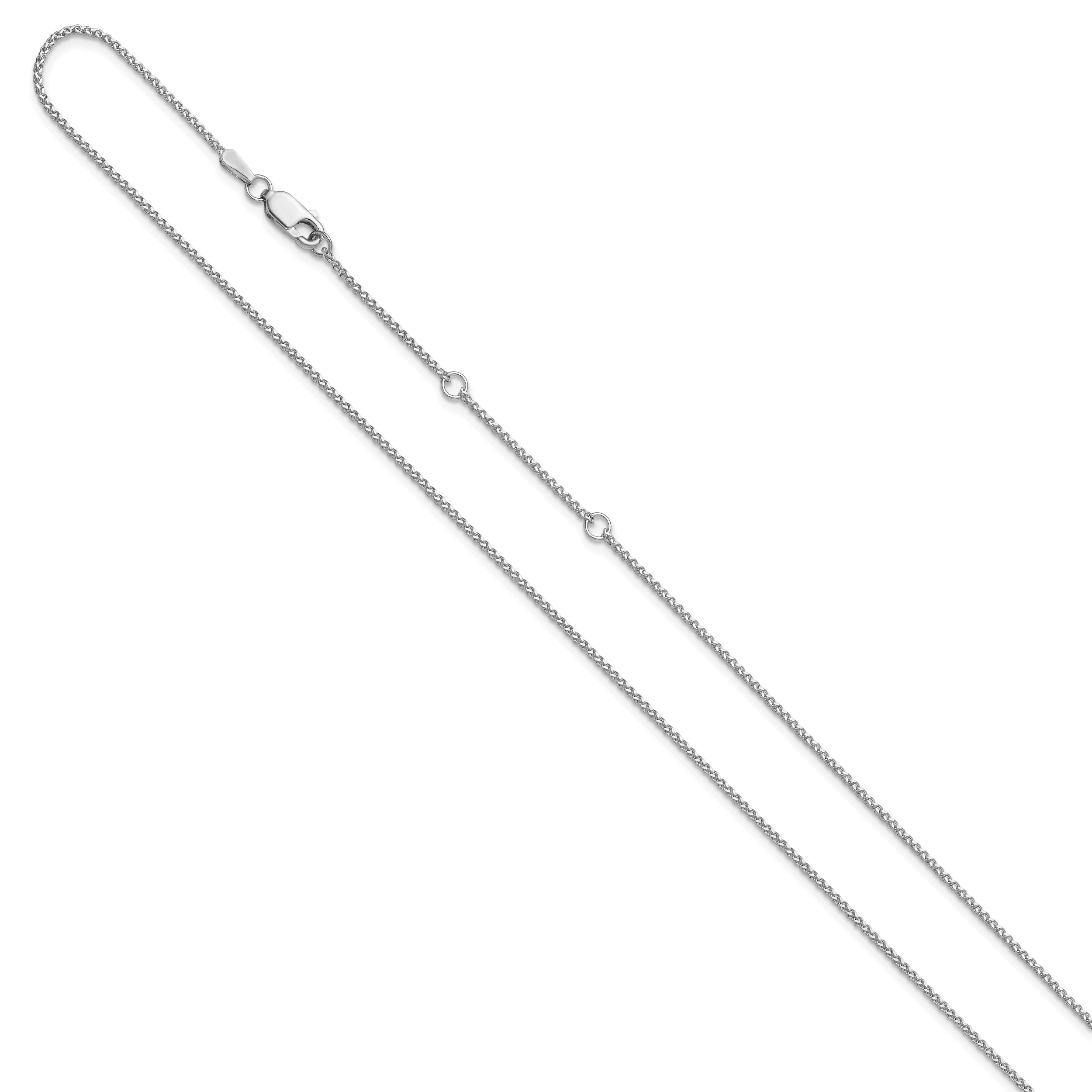 14K White Gold 1.2mm D/C Spiga 1in+1in Adjustable Chain Secondary image
