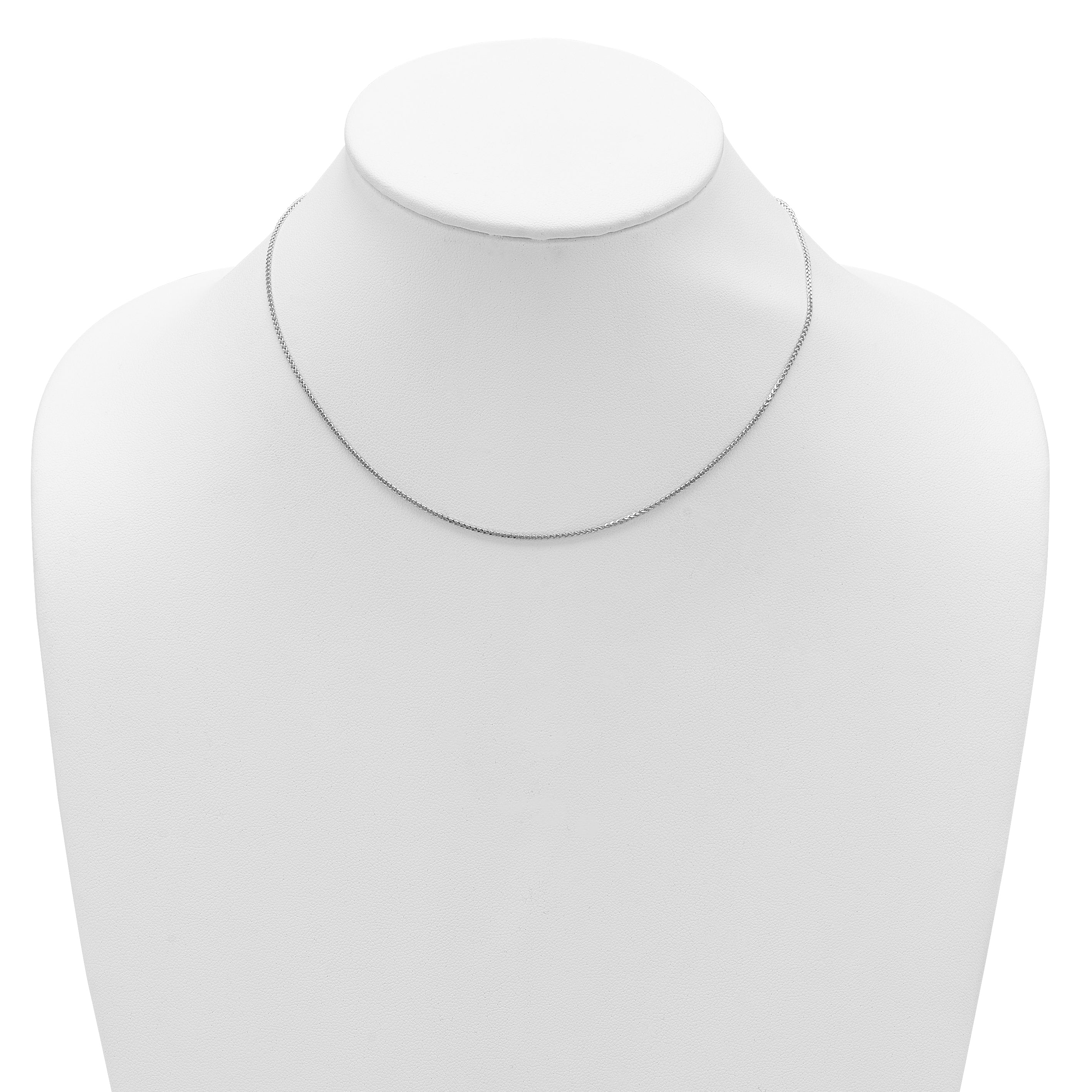 14K White Gold 1.2mm D/C Spiga 1in+1in Adjustable Chain