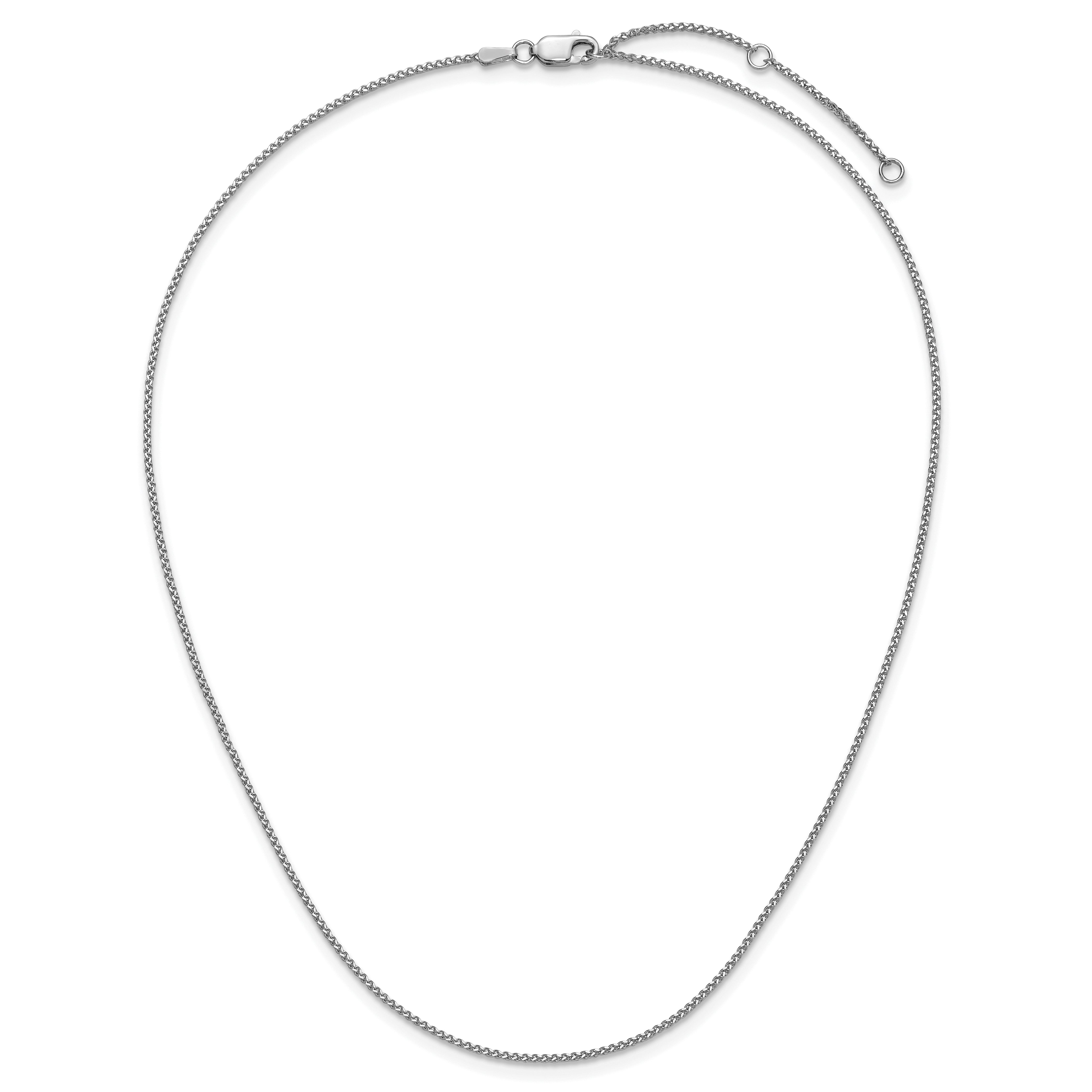 14K White Gold 1.2mm D/C Spiga 1in+1in Adjustable Chain