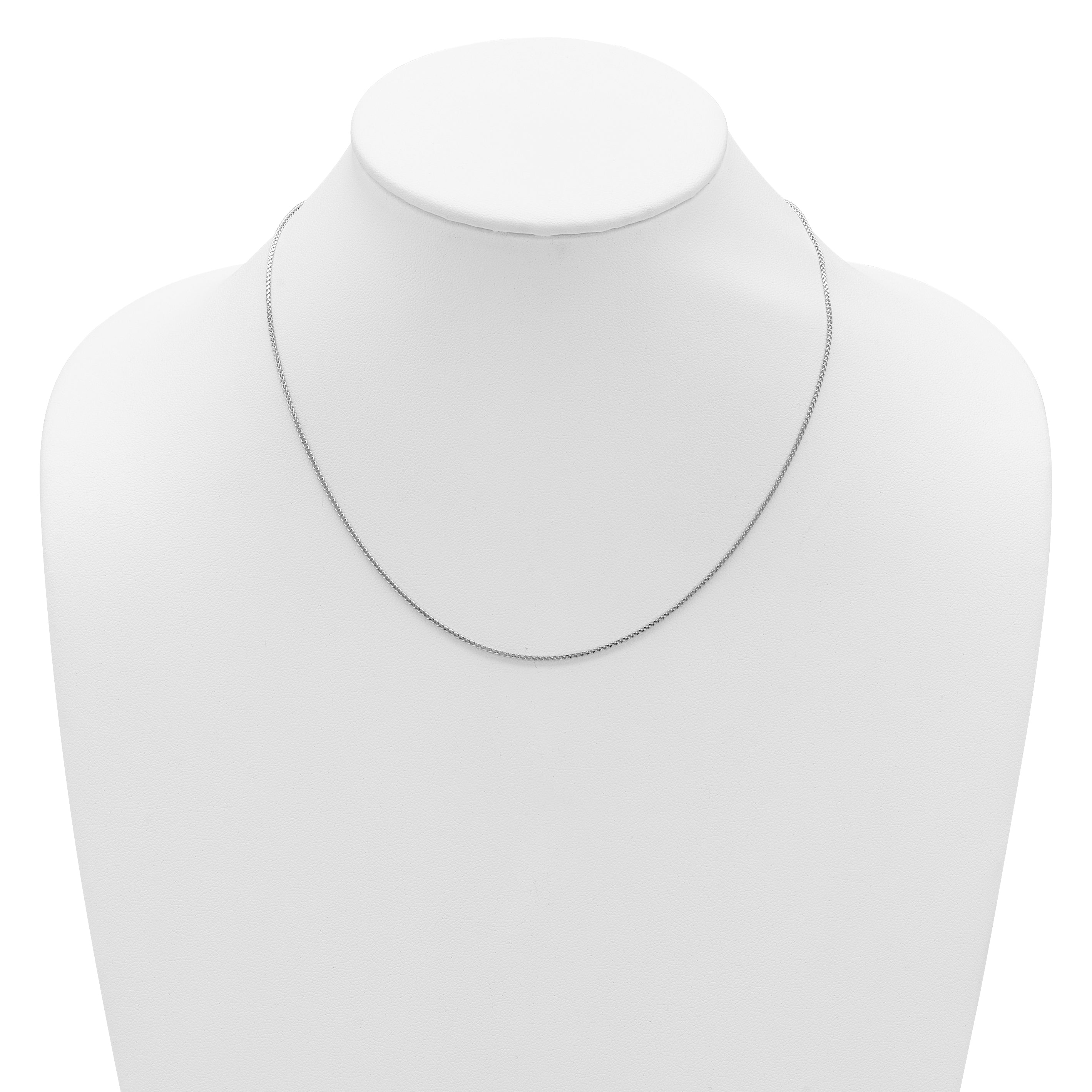 14K White Gold 1.2mm D/C Spiga 1in+1in Adjustable Chain