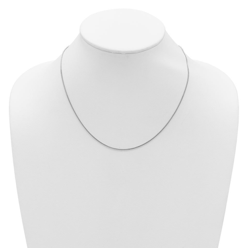14K White Gold 1.2mm D/C Spiga 1in+1in Adjustable Chain