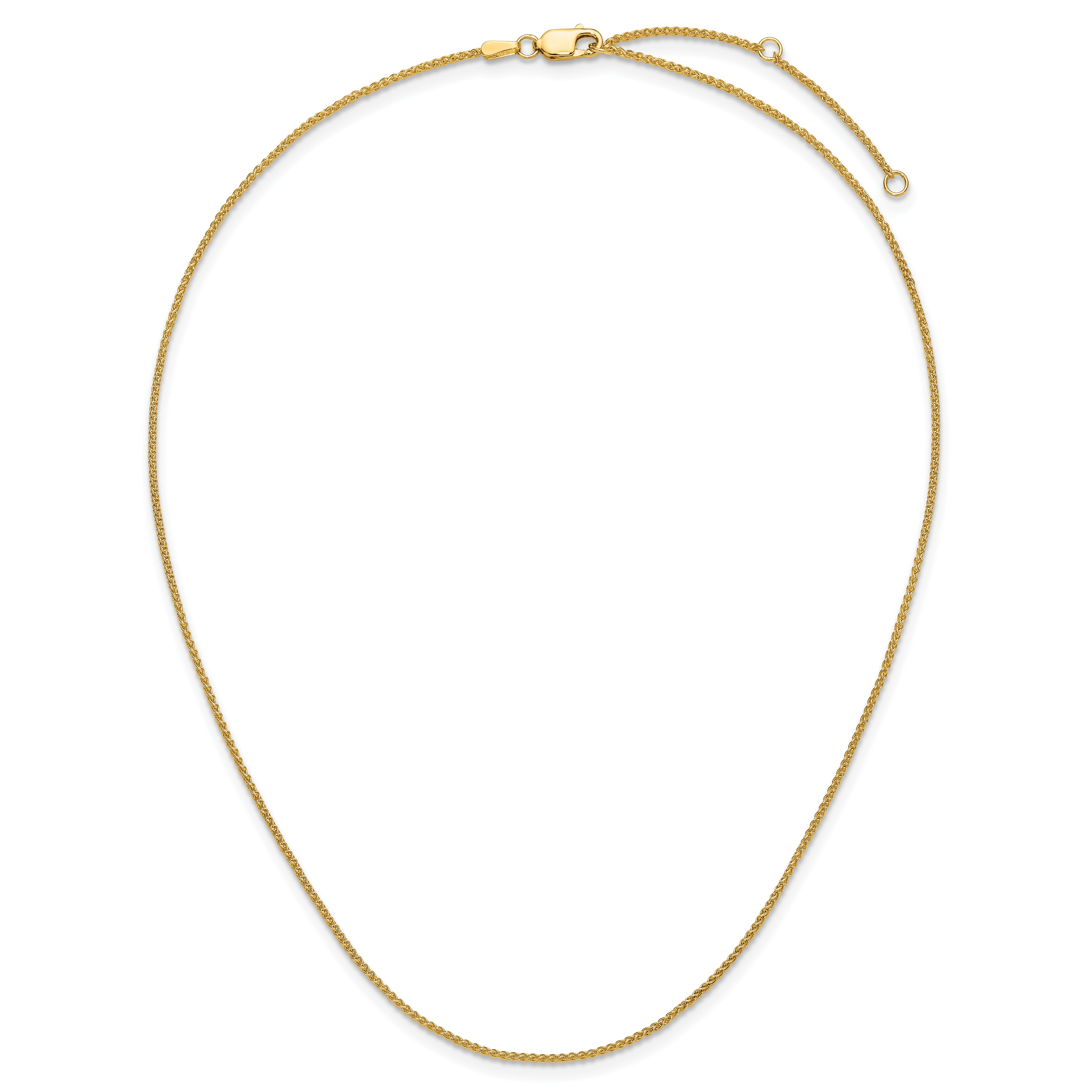 14K 1.2mm Baby Spiga 1in+1in Adjustable Chain