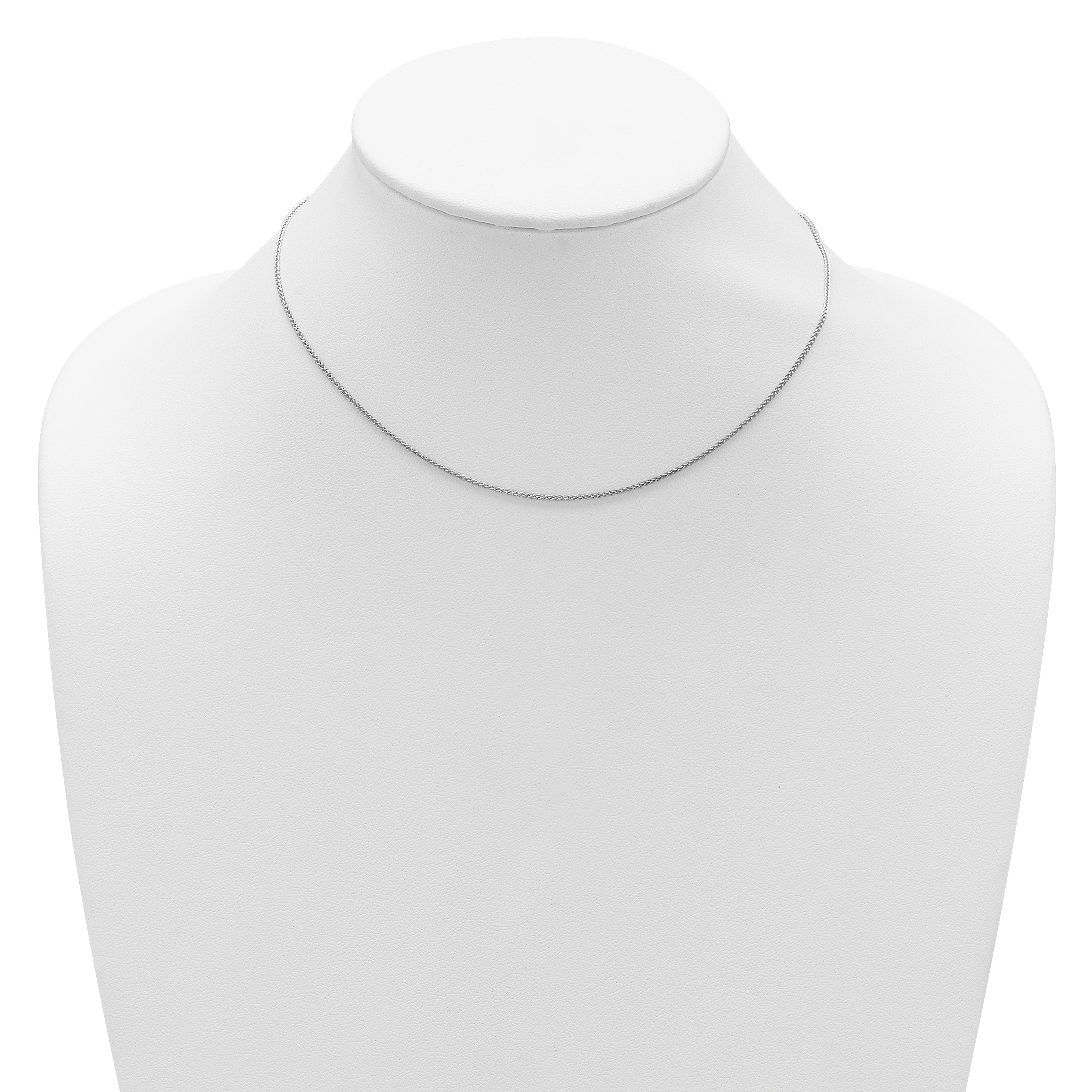 14K White Gold 1.2mm Baby Spiga 1in+1in Adjustable Chain