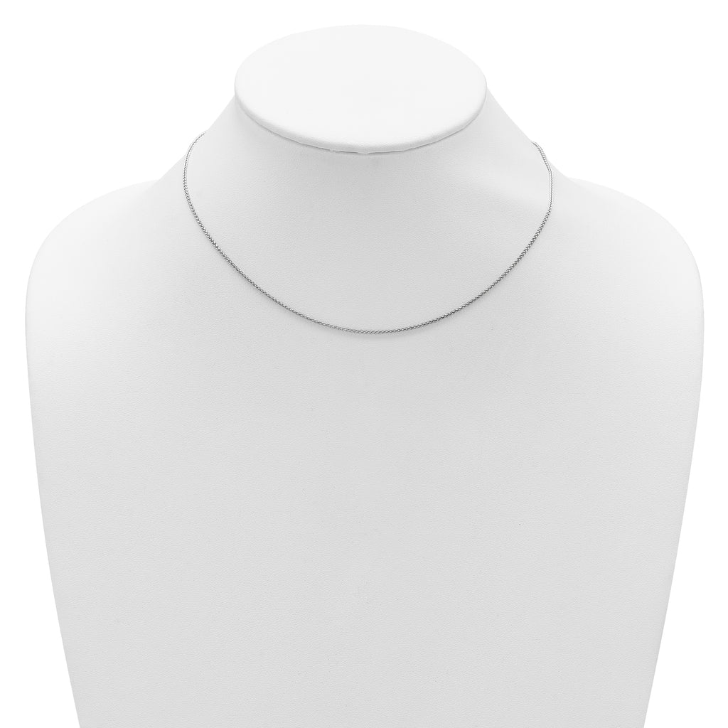 14K White Gold 1.2mm Baby Spiga 1in+1in Adjustable Chain