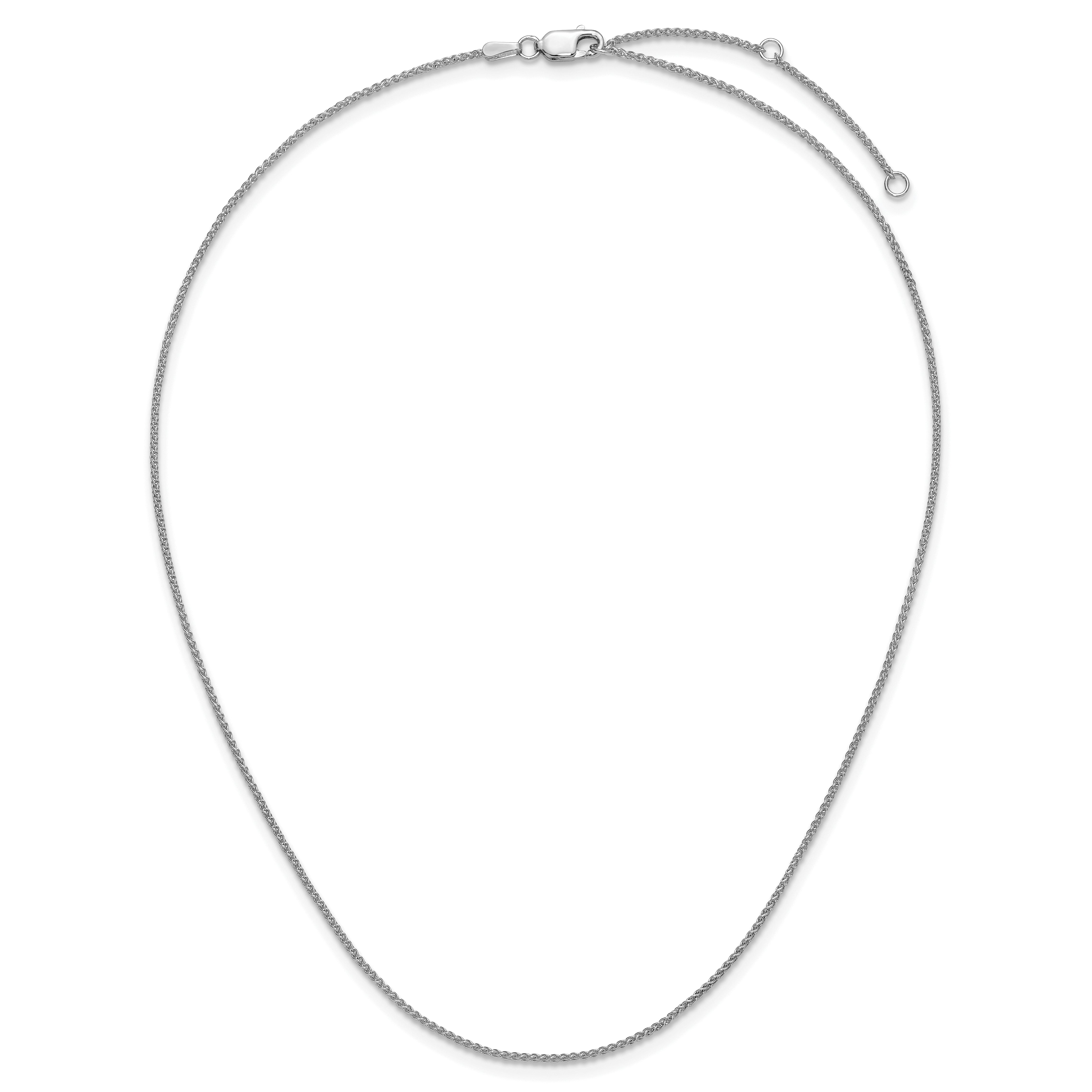 14K White Gold 1.2mm Baby Spiga 1in+1in Adjustable Chain