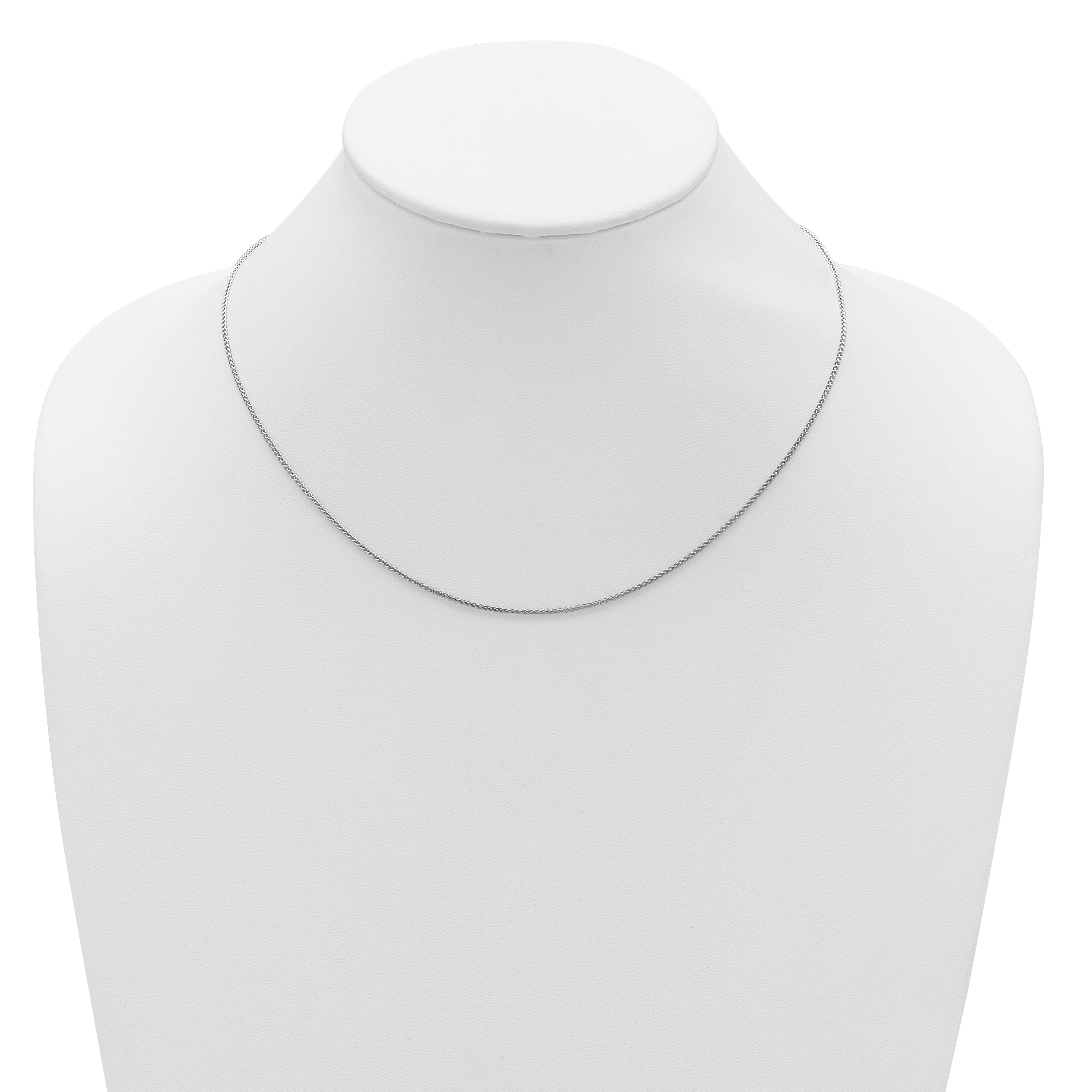 14K White Gold 1.2mm Baby Spiga 1in+1in Adjustable Chain