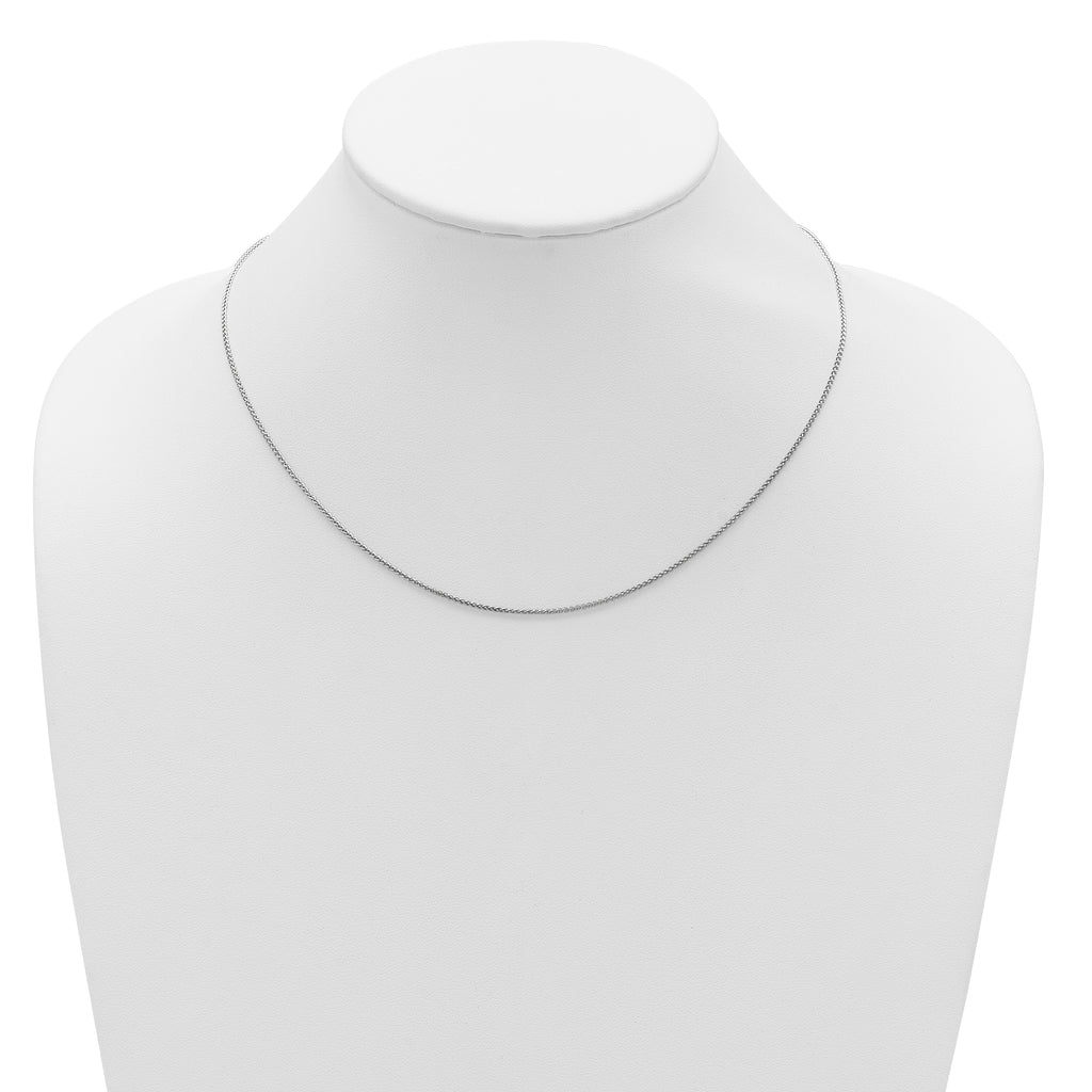14K White Gold 1.2mm Baby Spiga 1in+1in Adjustable Chain