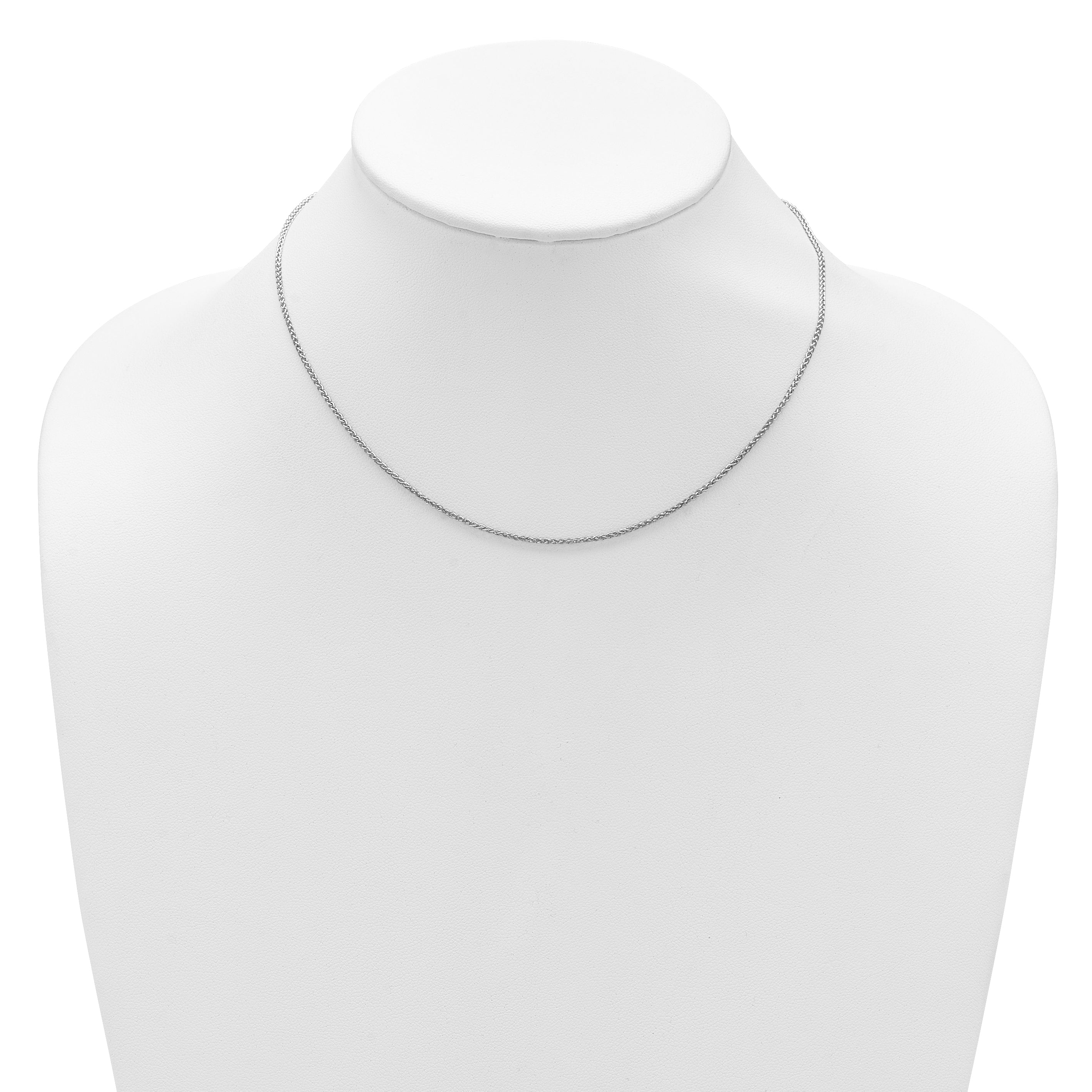 14K White Gold 1.5mm Spiga 1in+1in Adjustable Chain