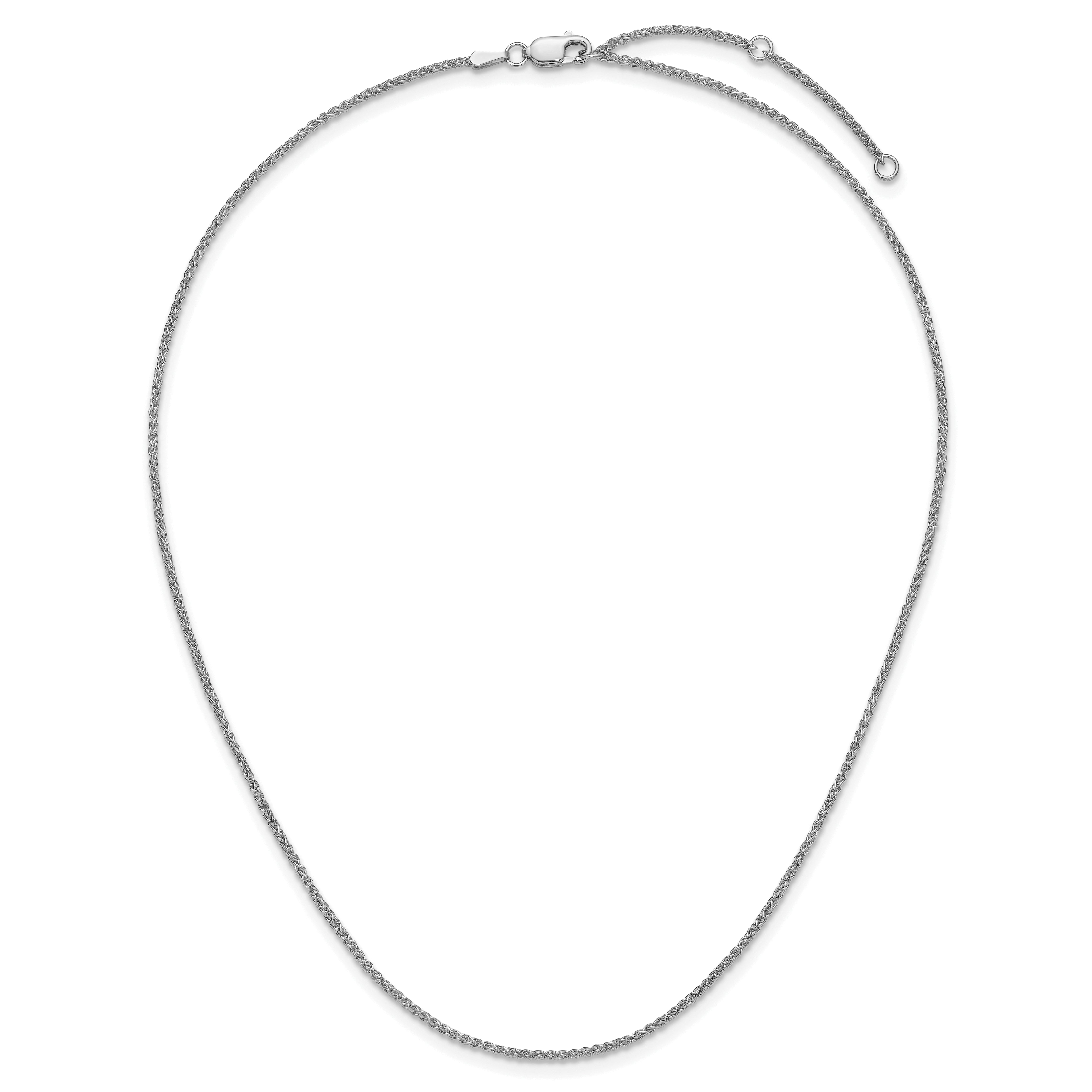 14K White Gold 1.5mm Spiga 1in+1in Adjustable Chain