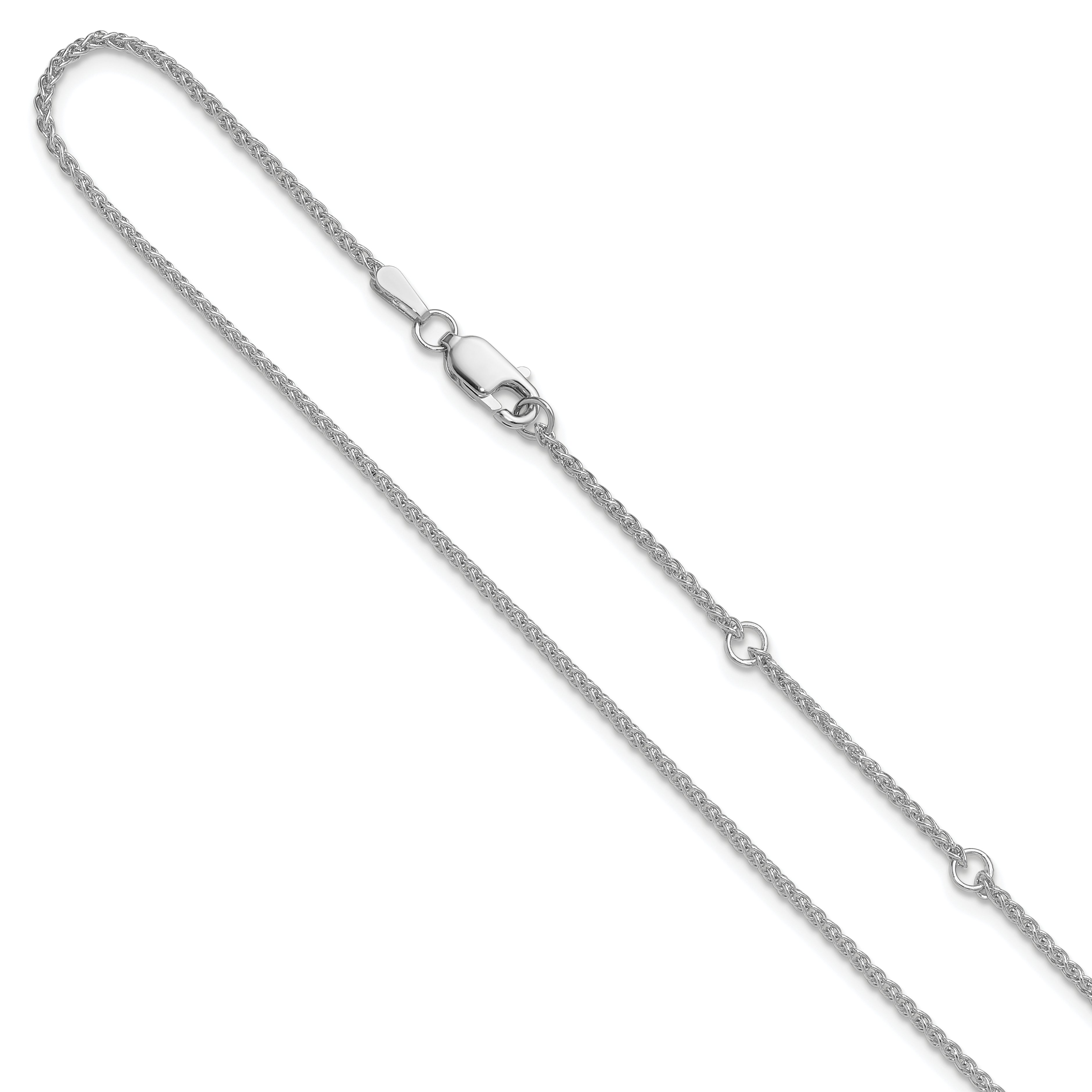 14K White Gold 1.5mm Spiga 1in+1in Adjustable Chain Main image