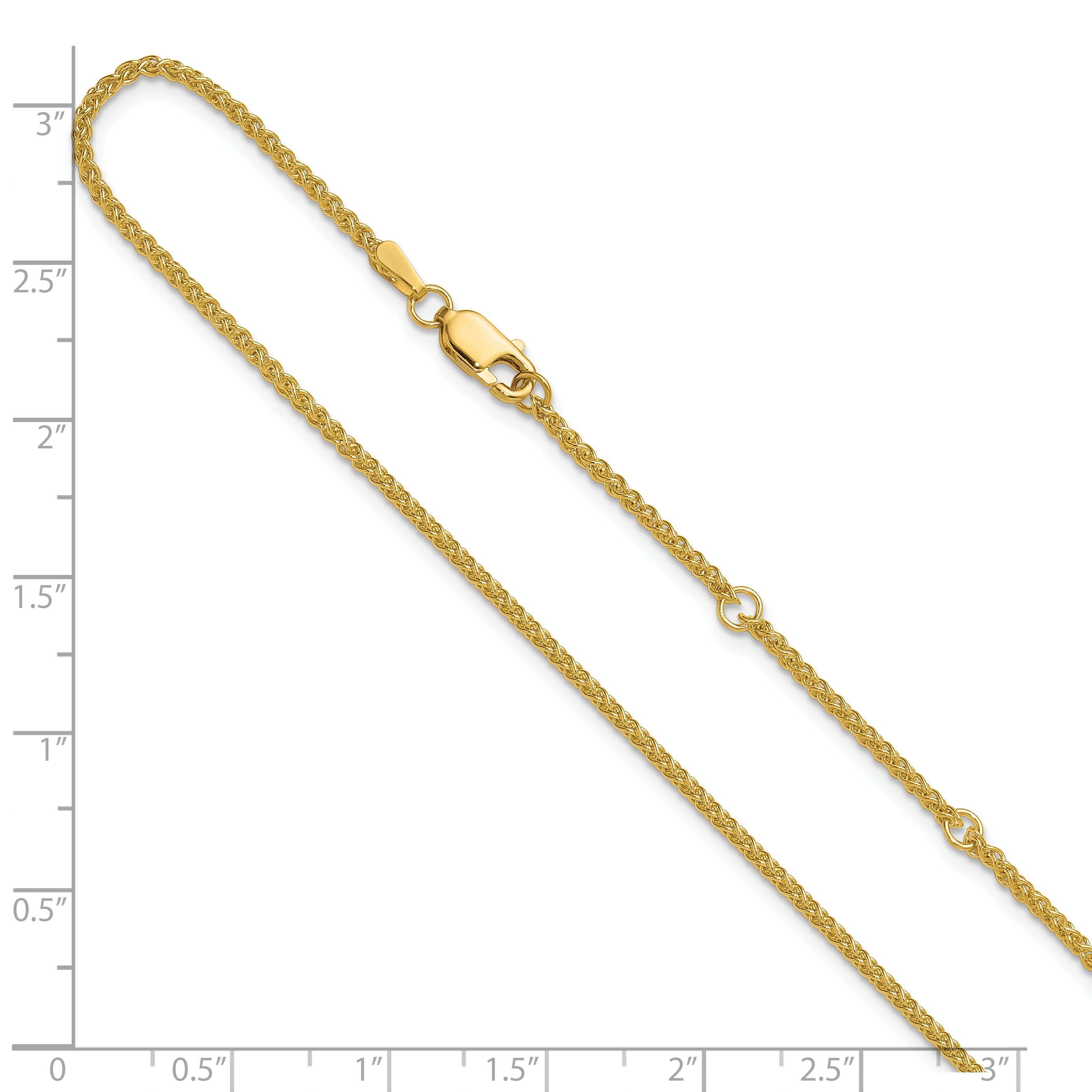 14K 1.65mm Spiga 1in+1in Adjustable Chain