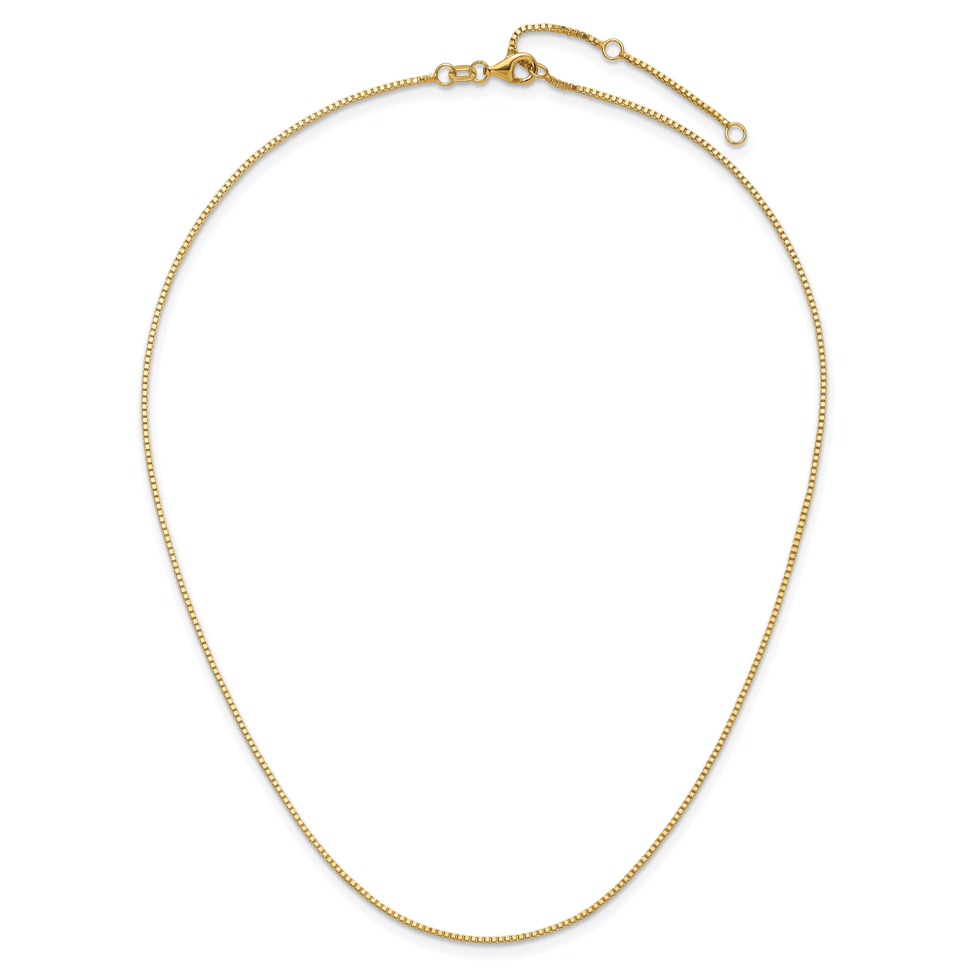 14K 1mm Box 1in+1in Adjustable Chain