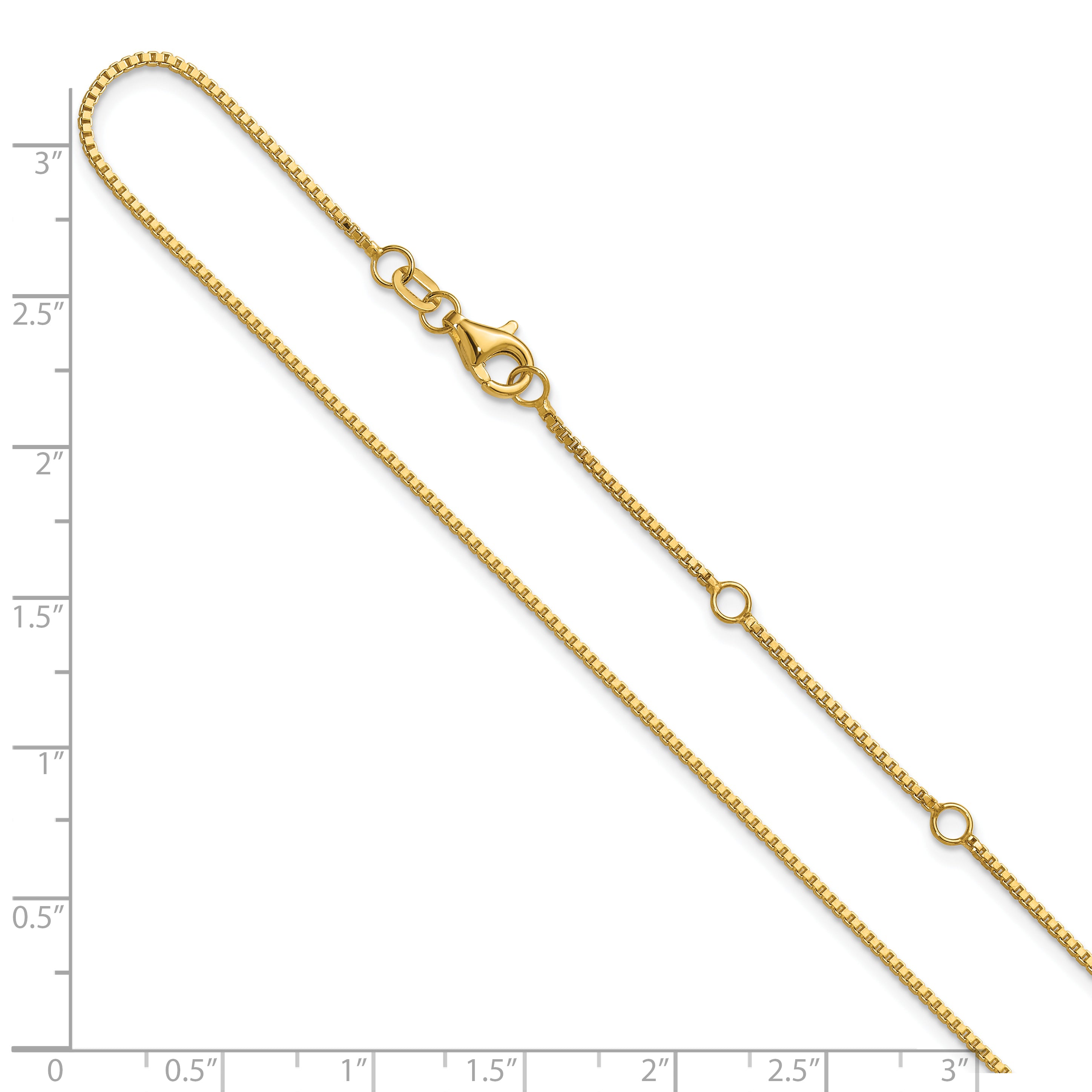 14K 1mm Box 1in+1in Adjustable Chain