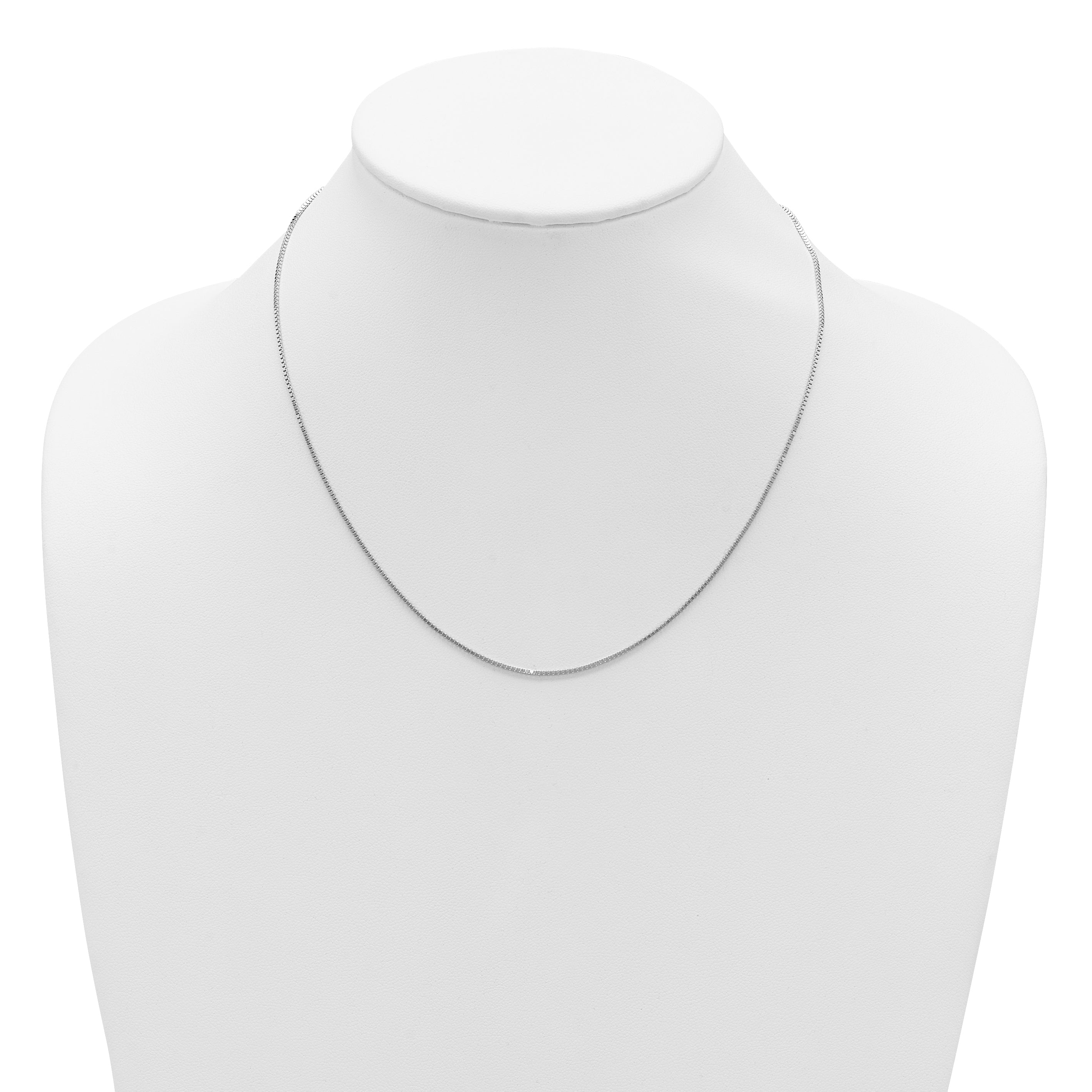 14K White Gold 1mm Box 1in+1in Adjustable Chain