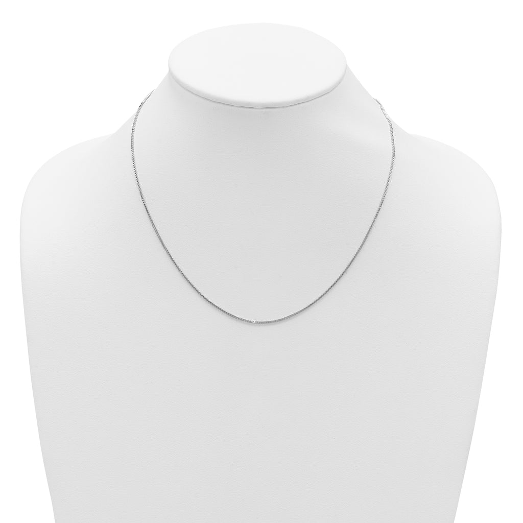 14K White Gold 1mm Box 1in+1in Adjustable Chain