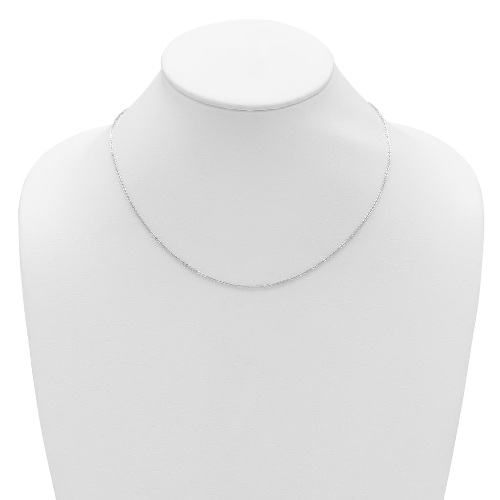 14K White Gold 1.4mm Flat Cable 1in+1in Adjustable Chain