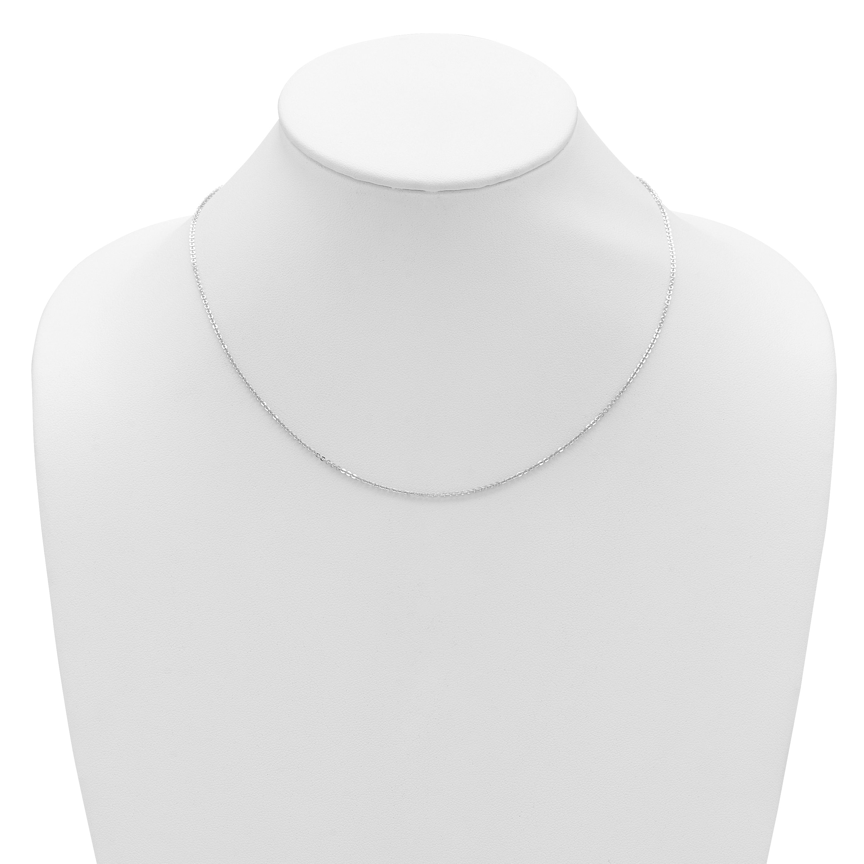 14K White Gold 1.4mm Flat Cable 1in+1in Adjustable Chain