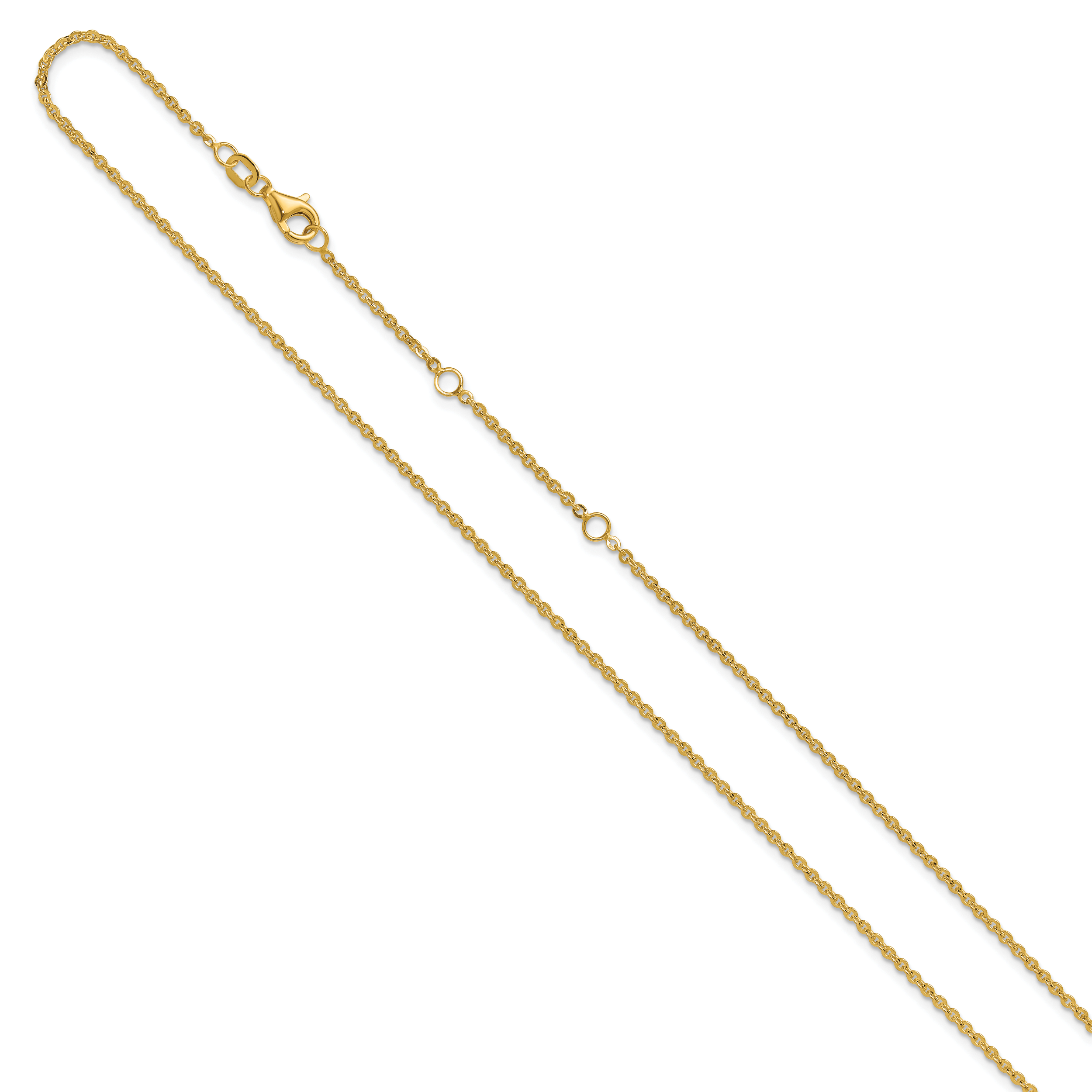 14K 1.7mm Flat Cable 1in+1in Adjustable Chain Secondary image