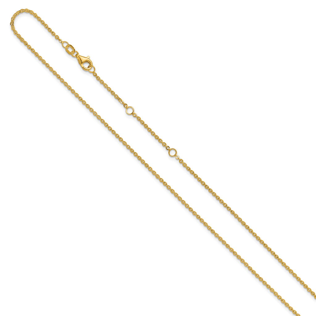 14K 1.7mm Flat Cable 1in+1in Adjustable Chain