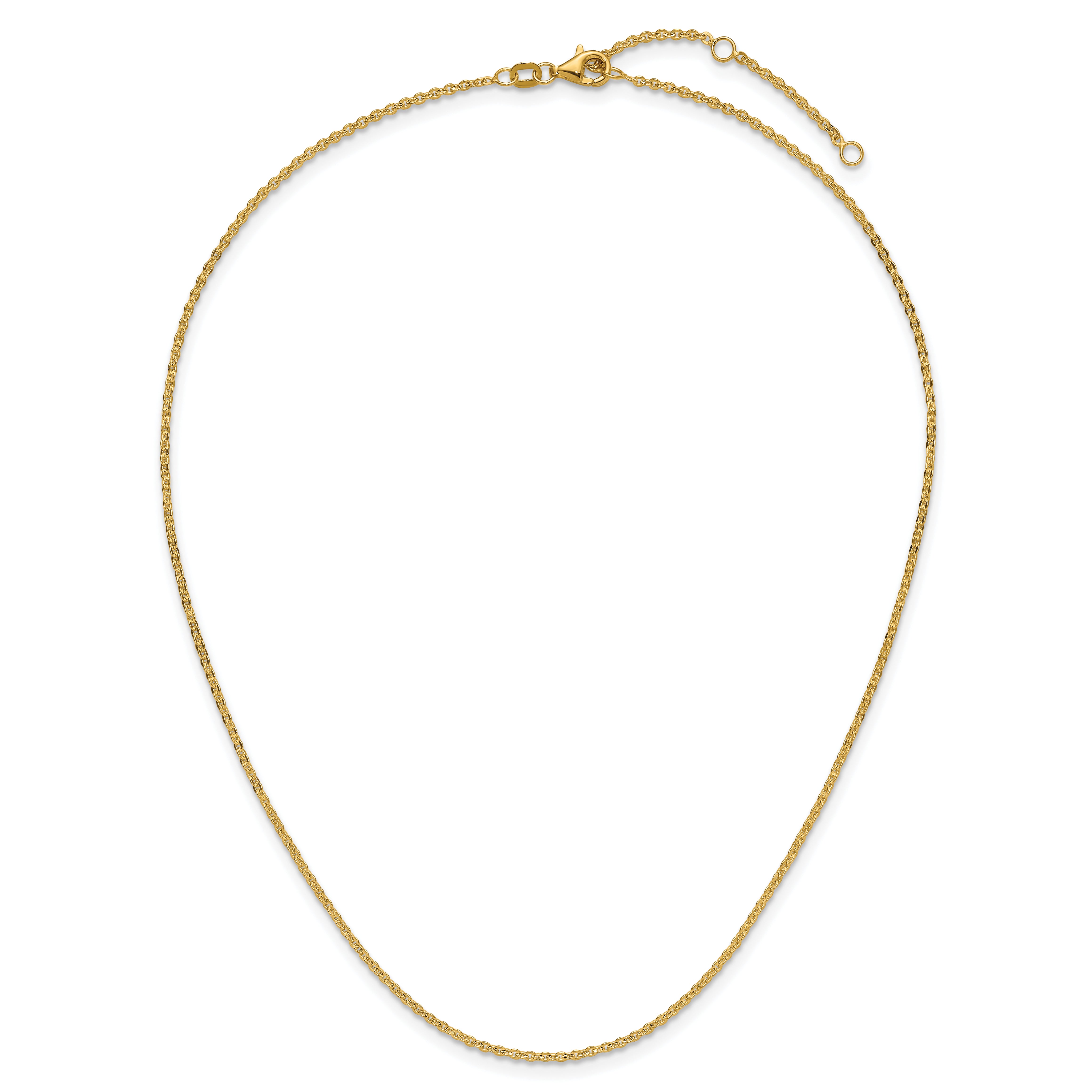 14K 1.7mm Flat Cable 1in+1in Adjustable Chain