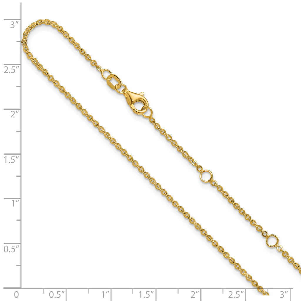 14K 1.7mm Flat Cable 1in+1in Adjustable Chain