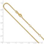 14K 1.7mm Flat Cable 1in+1in Adjustable Chain
