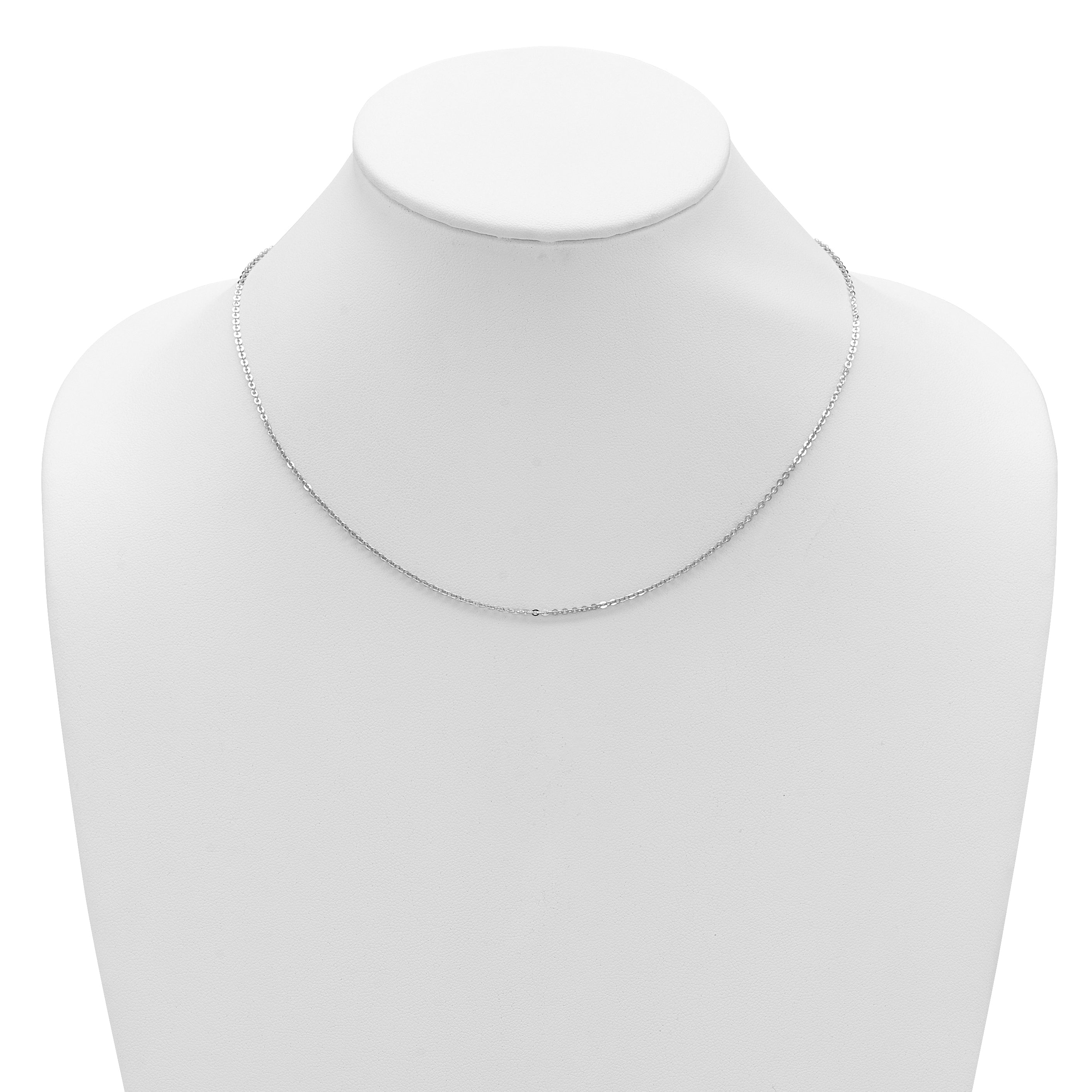 14K White Gold 1.7mm Flat Cable 1in+1in Adjustable Chain