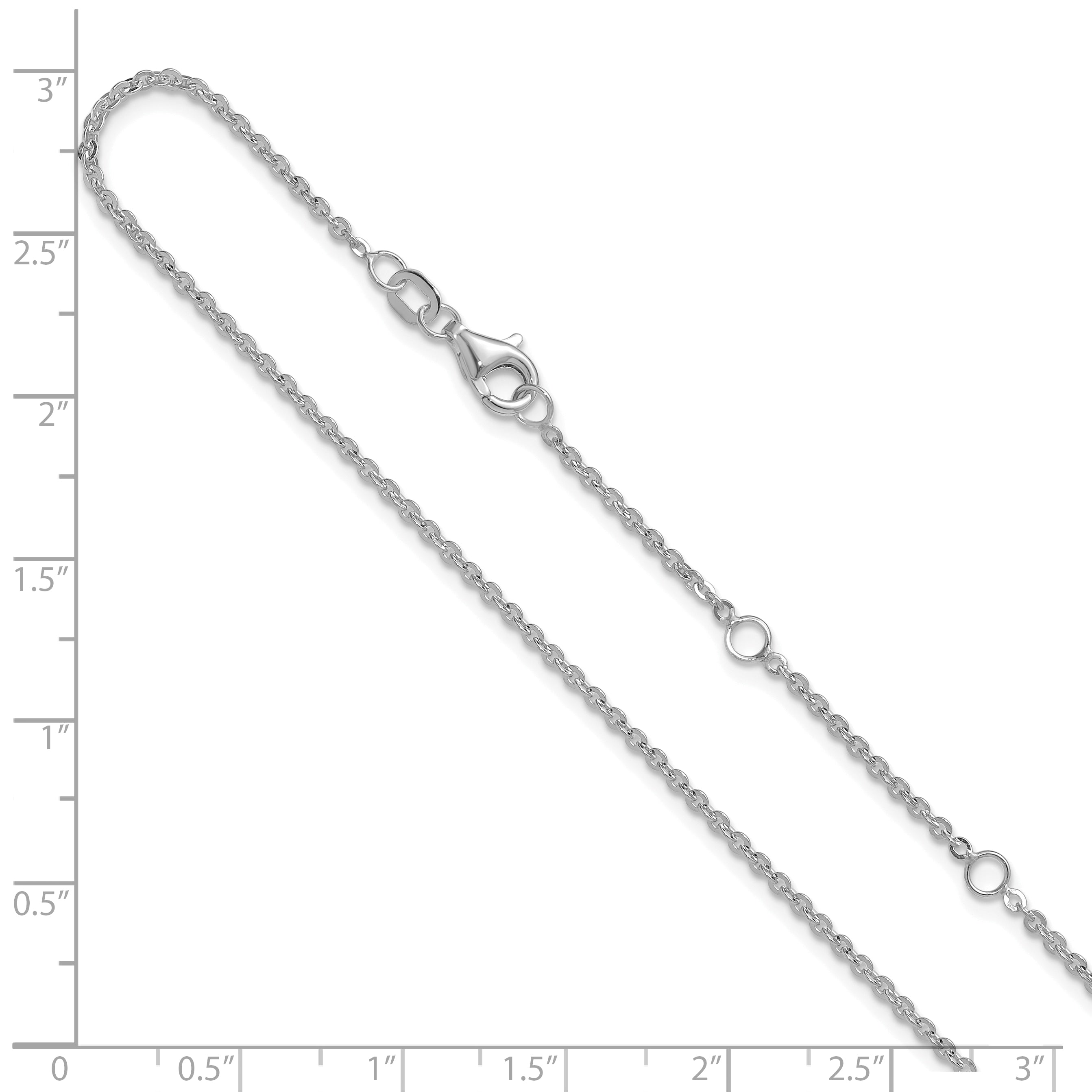 14K White Gold 1.7mm Flat Cable 1in+1in Adjustable Chain