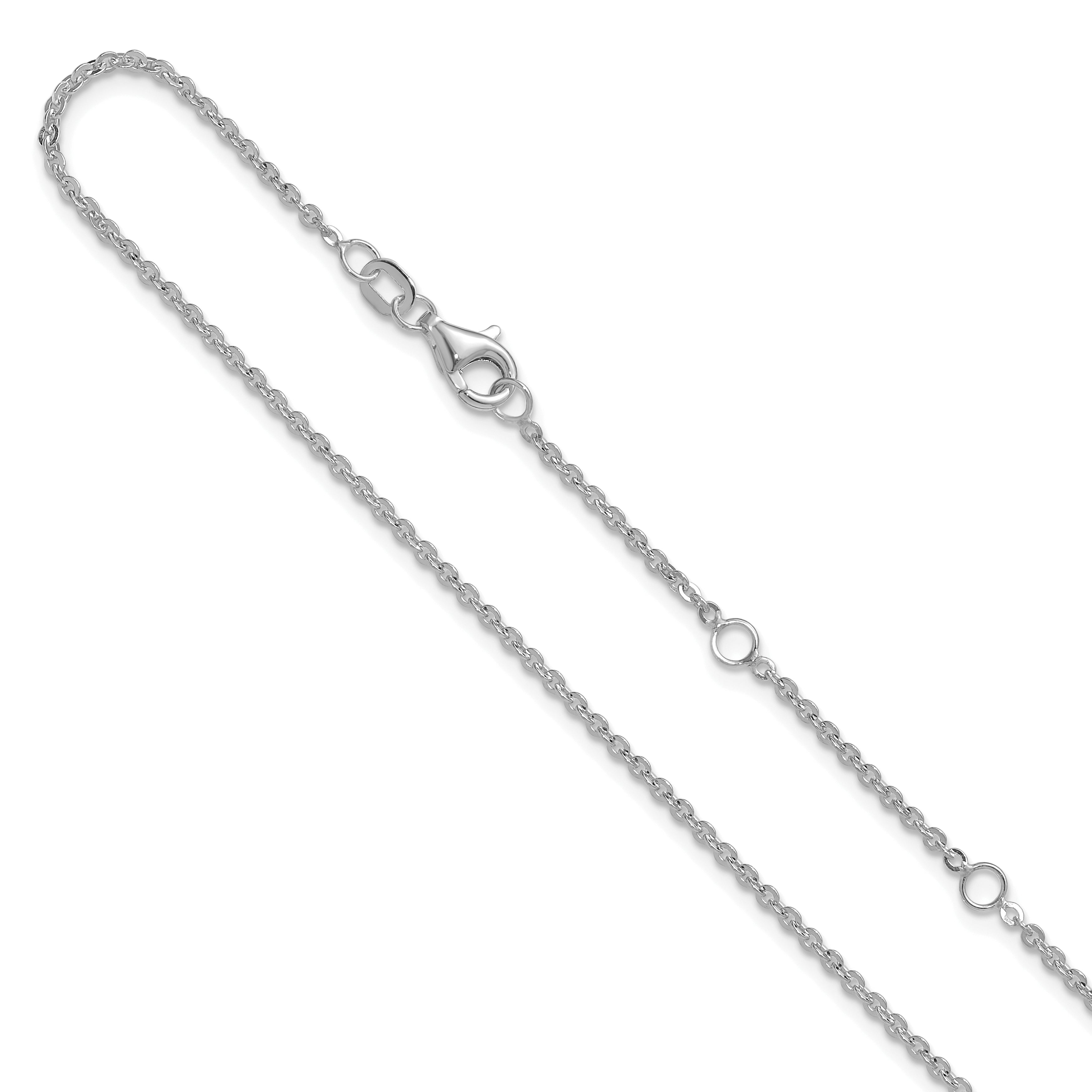 14K White Gold 1.7mm Flat Cable 1in+1in Adjustable Chain Main image