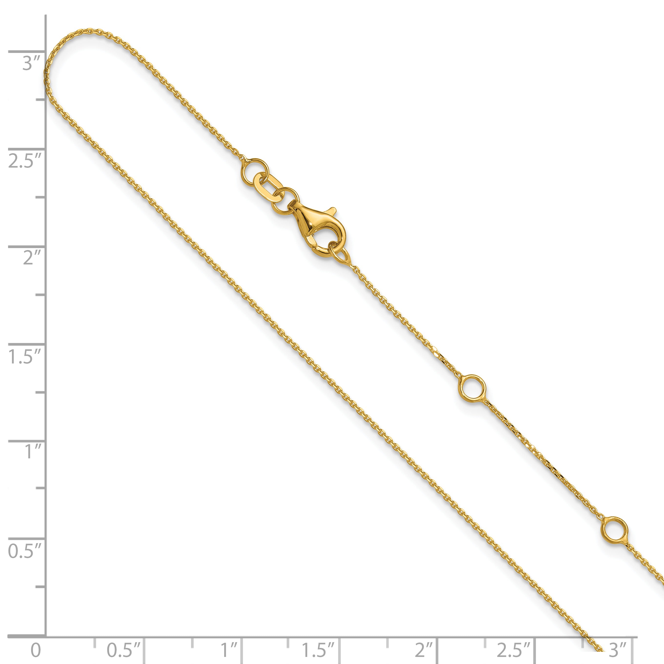 14k .85mm D/C Square Cable 1in+1in Adjustable Chain