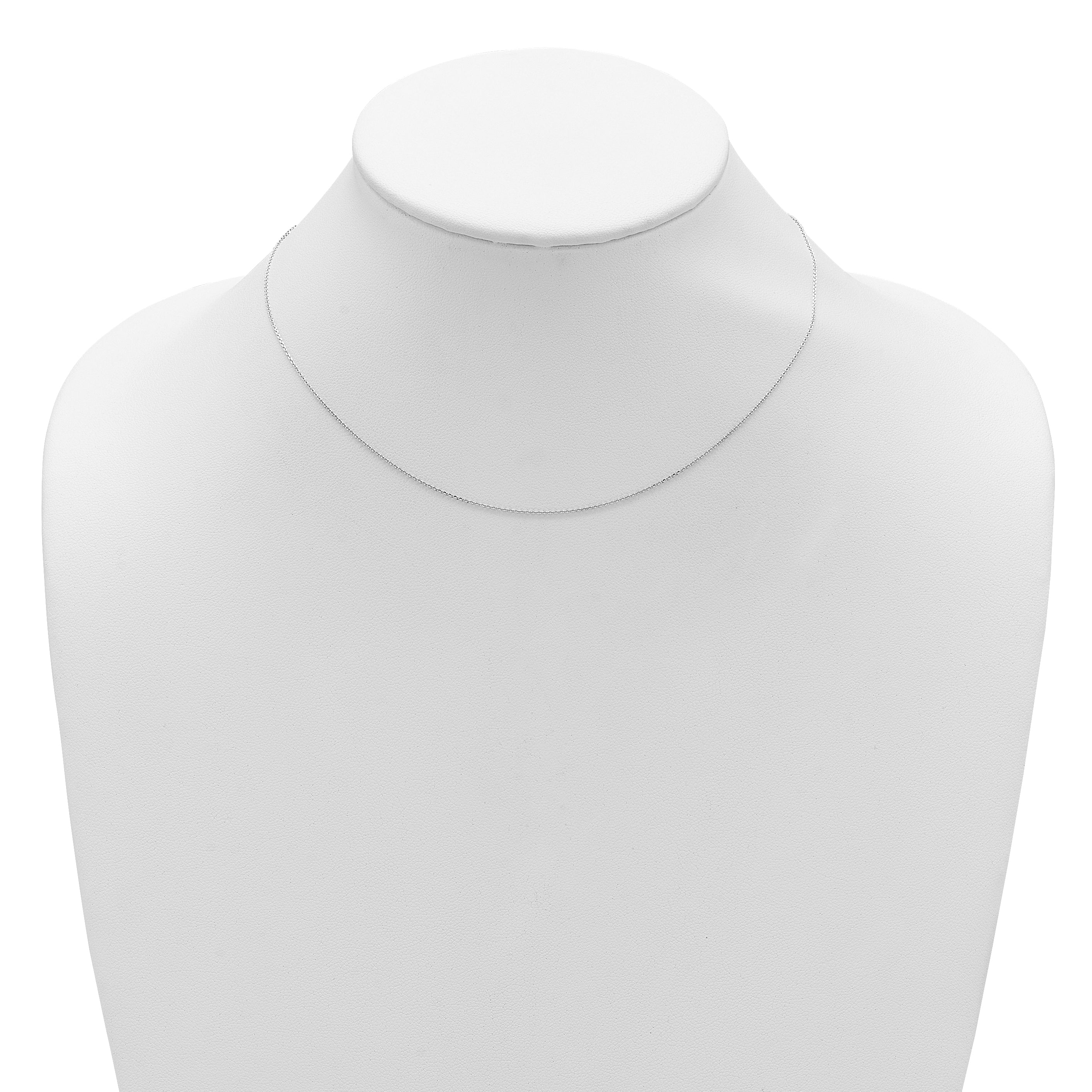 14k White Gold .85mm D/C Square Cable 1in+1in Adjustable Chain