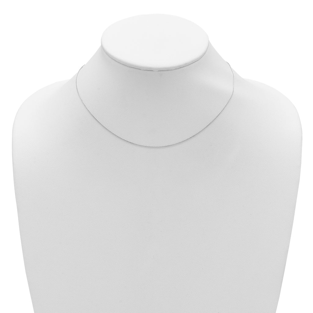 14k White Gold .85mm D/C Square Cable 1in+1in Adjustable Chain