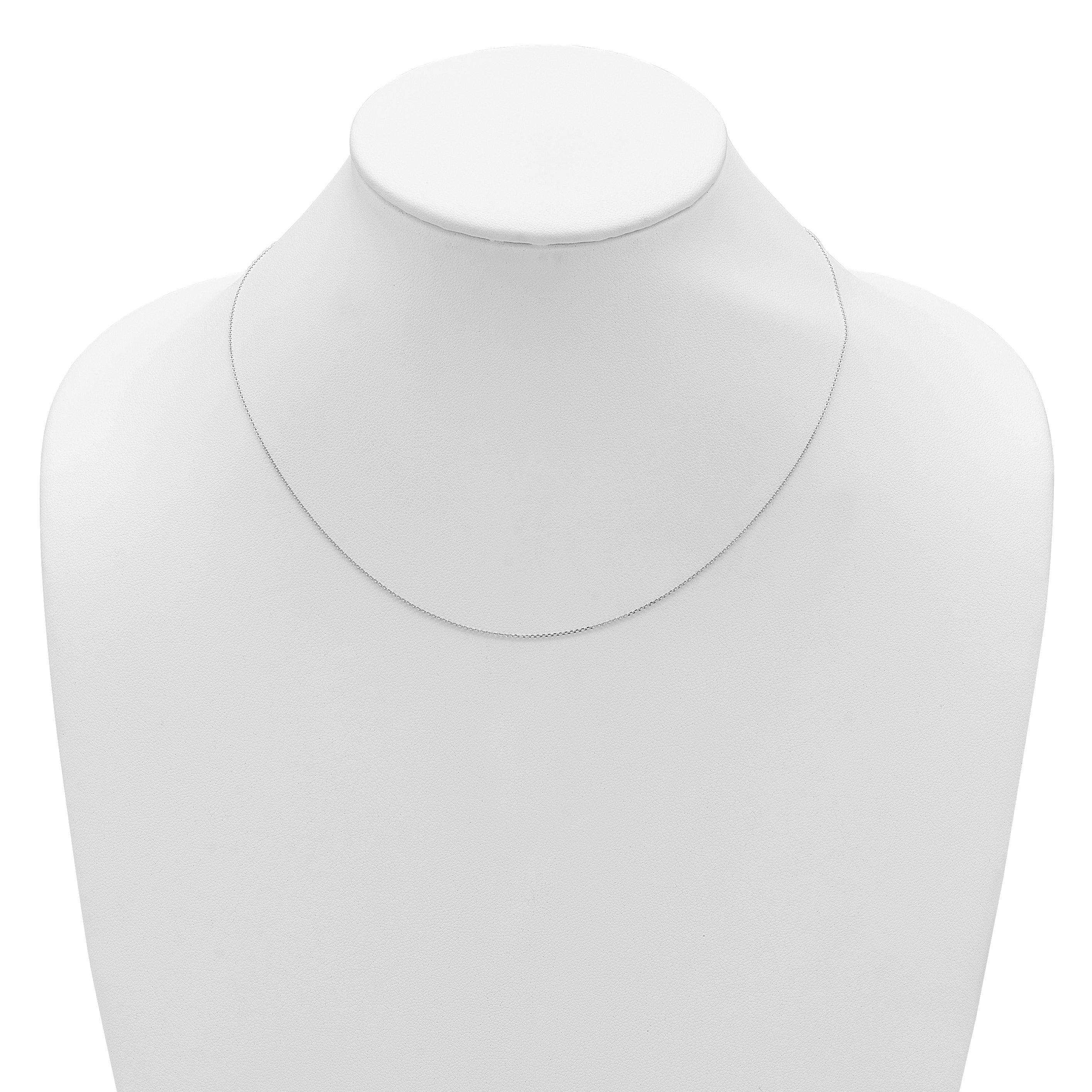 14k White Gold .85mm D/C Square Cable 1in+1in Adjustable Chain
