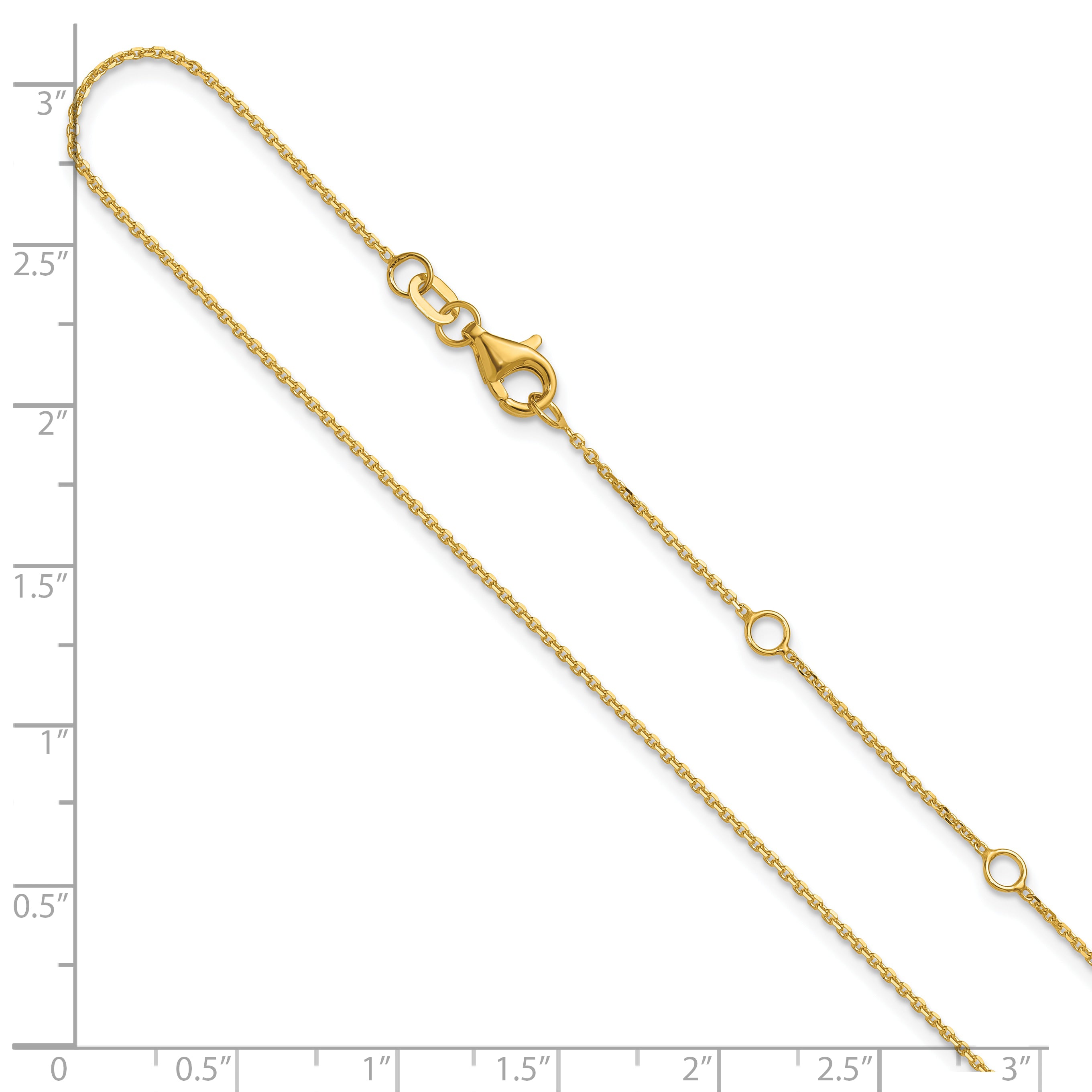 14k 1mm D/C Square Cable 1in+1in Adjustable Chain