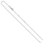 14 Karat White Gold 1mm D/C Square Cable 1in+1in Adjustable Chain - View 2