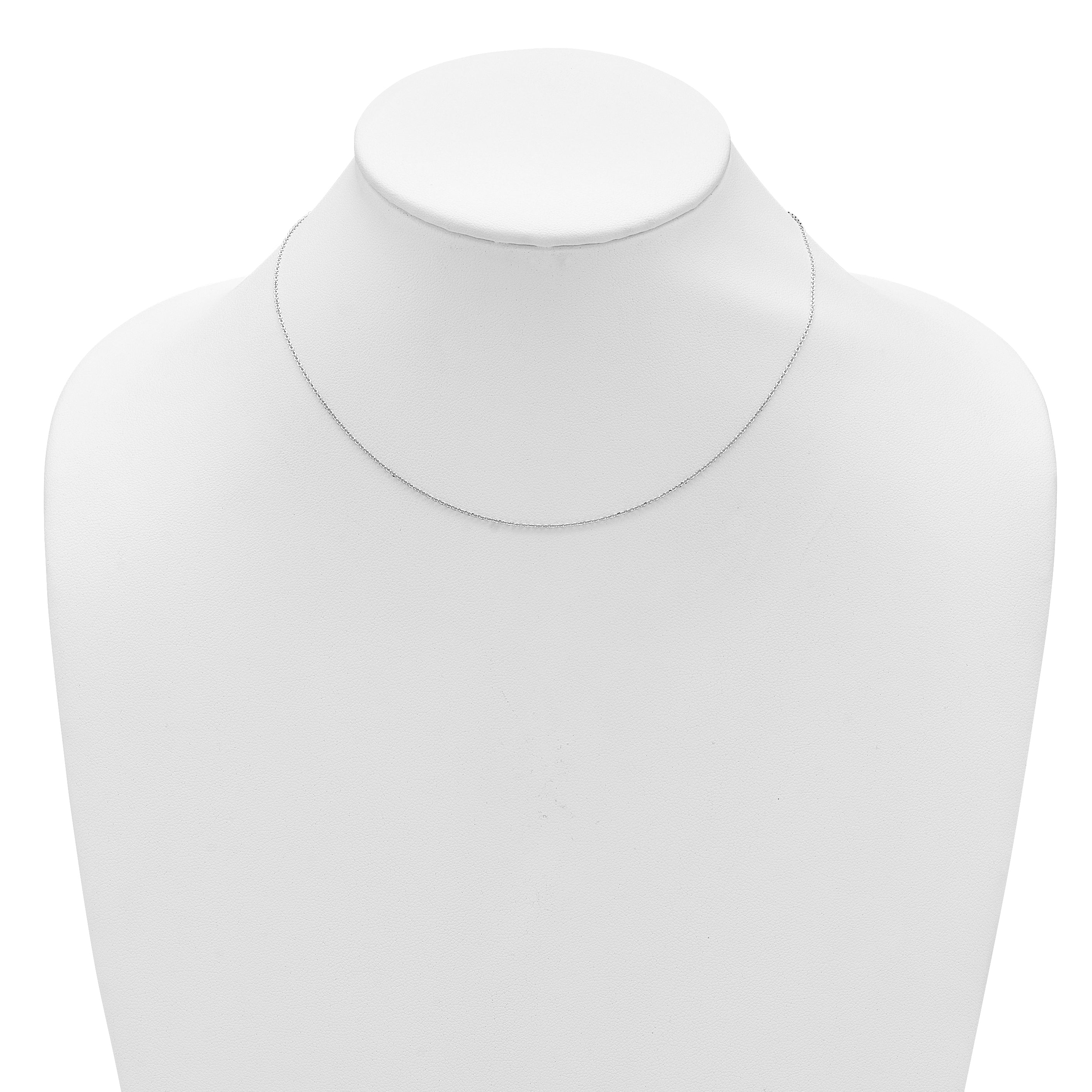14k White Gold 1mm D/C Square Cable 1in+1in Adjustable Chain