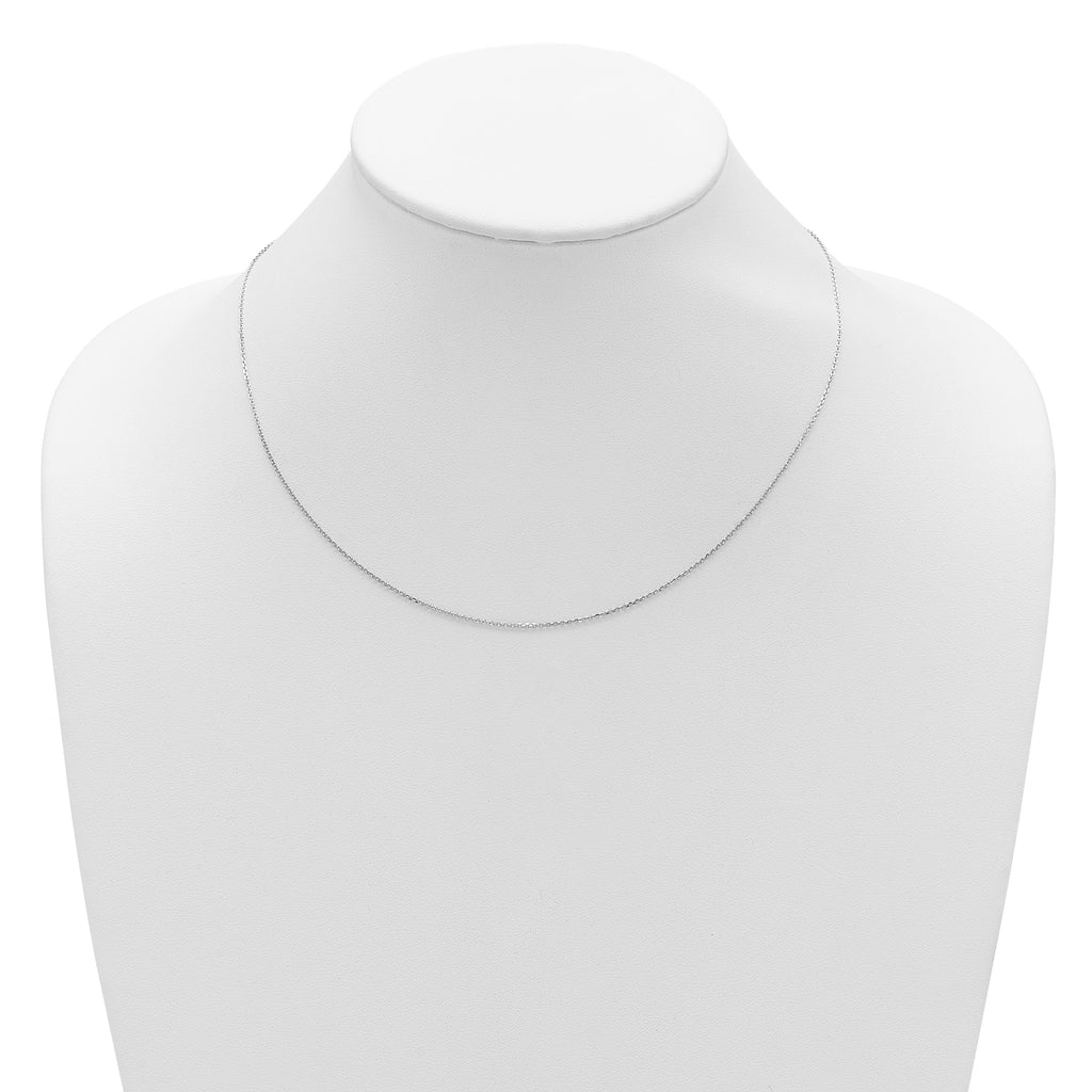 14 Karat White Gold 1mm D/C Square Cable 1in+1in Adjustable Chain - View 4