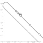 14k White Gold 1mm D/C Square Cable 1in+1in Adjustable Chain
