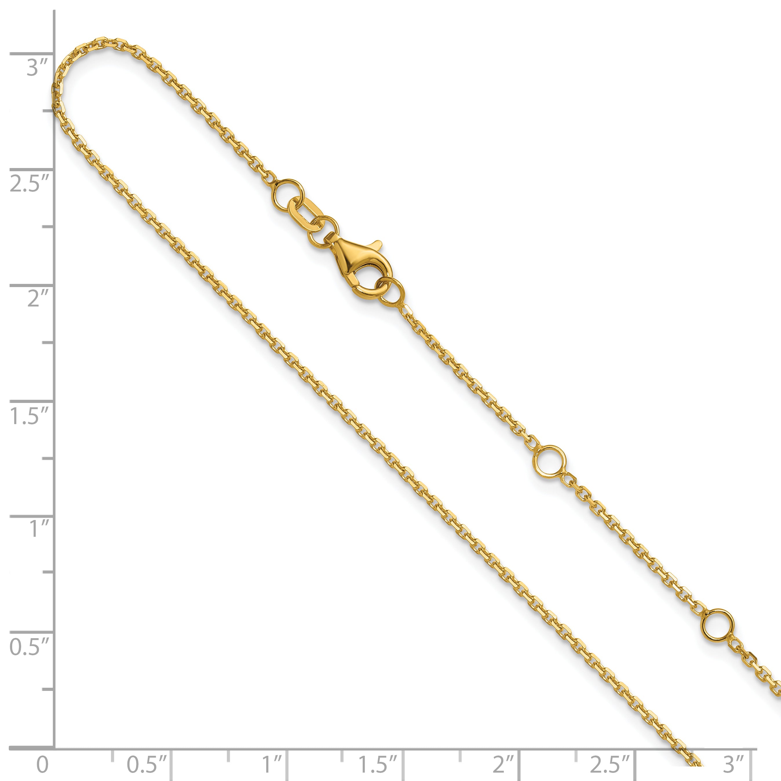 14k 1.4mm D/C Square Cable 1in+1in Adjustable Chain