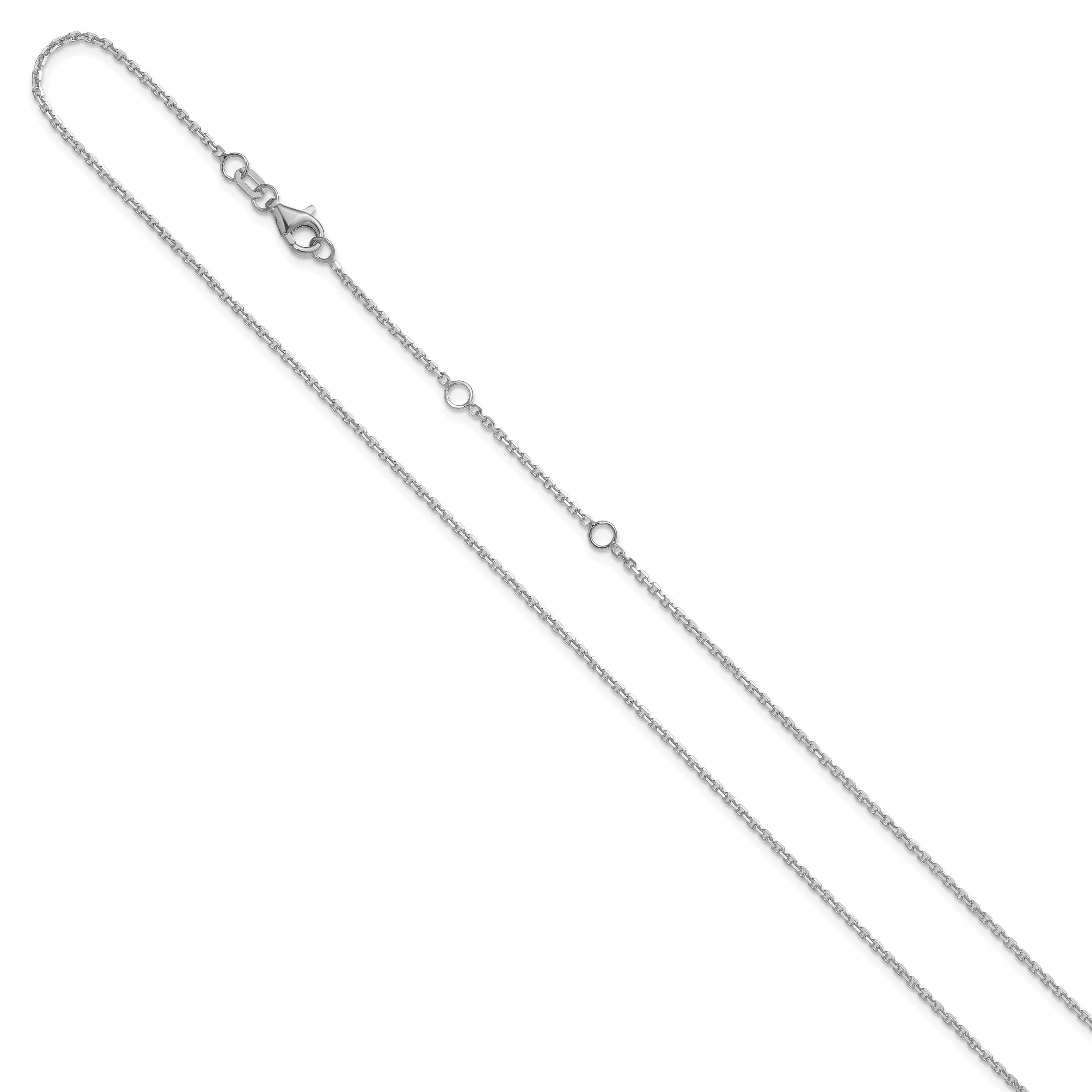 14k White Gold 1.4mm D/C Square Cable 1in+1in Adjustable Chain Secondary image
