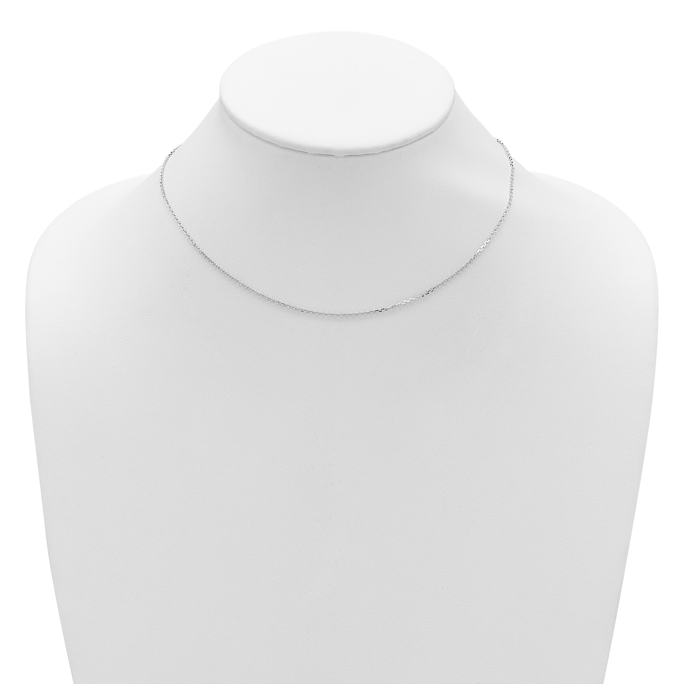 14k White Gold 1.4mm D/C Square Cable 1in+1in Adjustable Chain