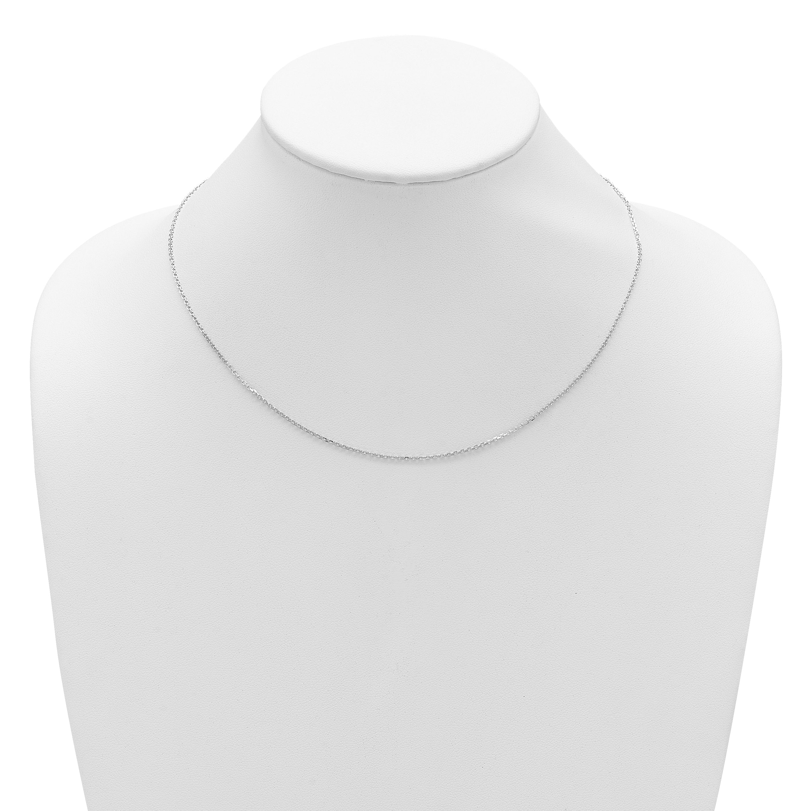 14k White Gold 1.4mm D/C Square Cable 1in+1in Adjustable Chain