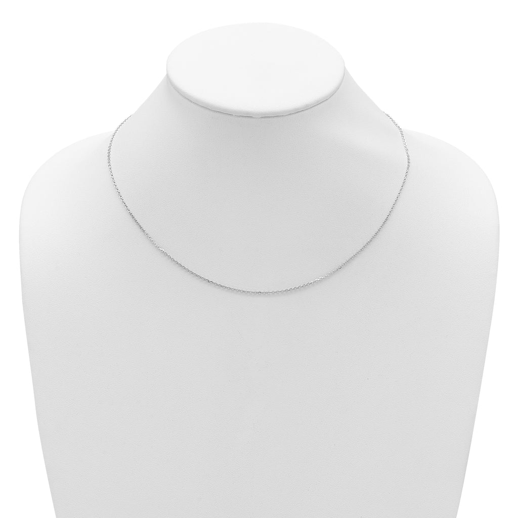 14k White Gold 1.4mm D/C Square Cable 1in+1in Adjustable Chain